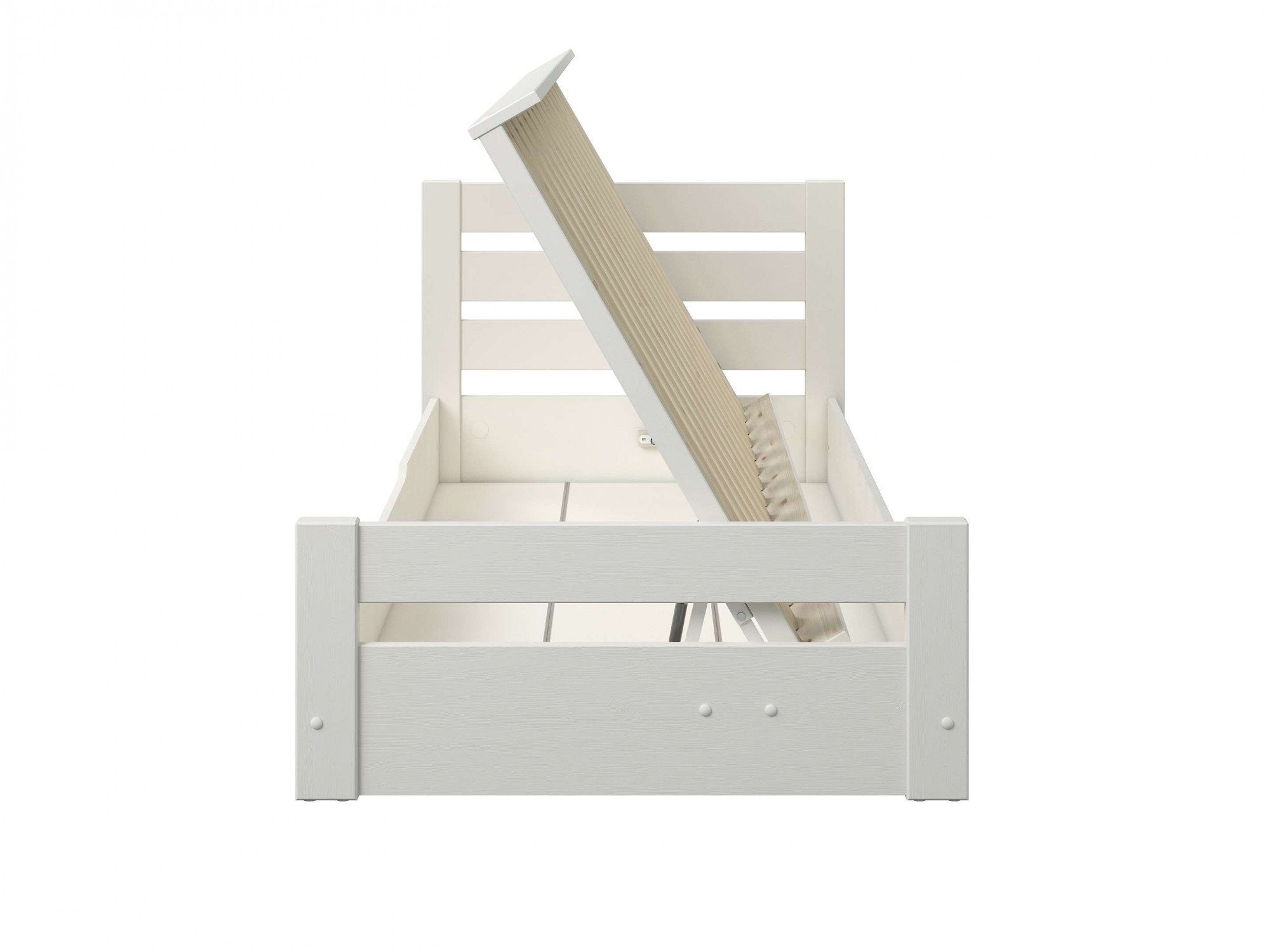 Lüttenhütt Massief houten ledikant GODJE , BESTSELLER, gecertificeerd massief hout (grenen) aan de zijkant te openen bedbox met veel opbergruimte, scandinavisch