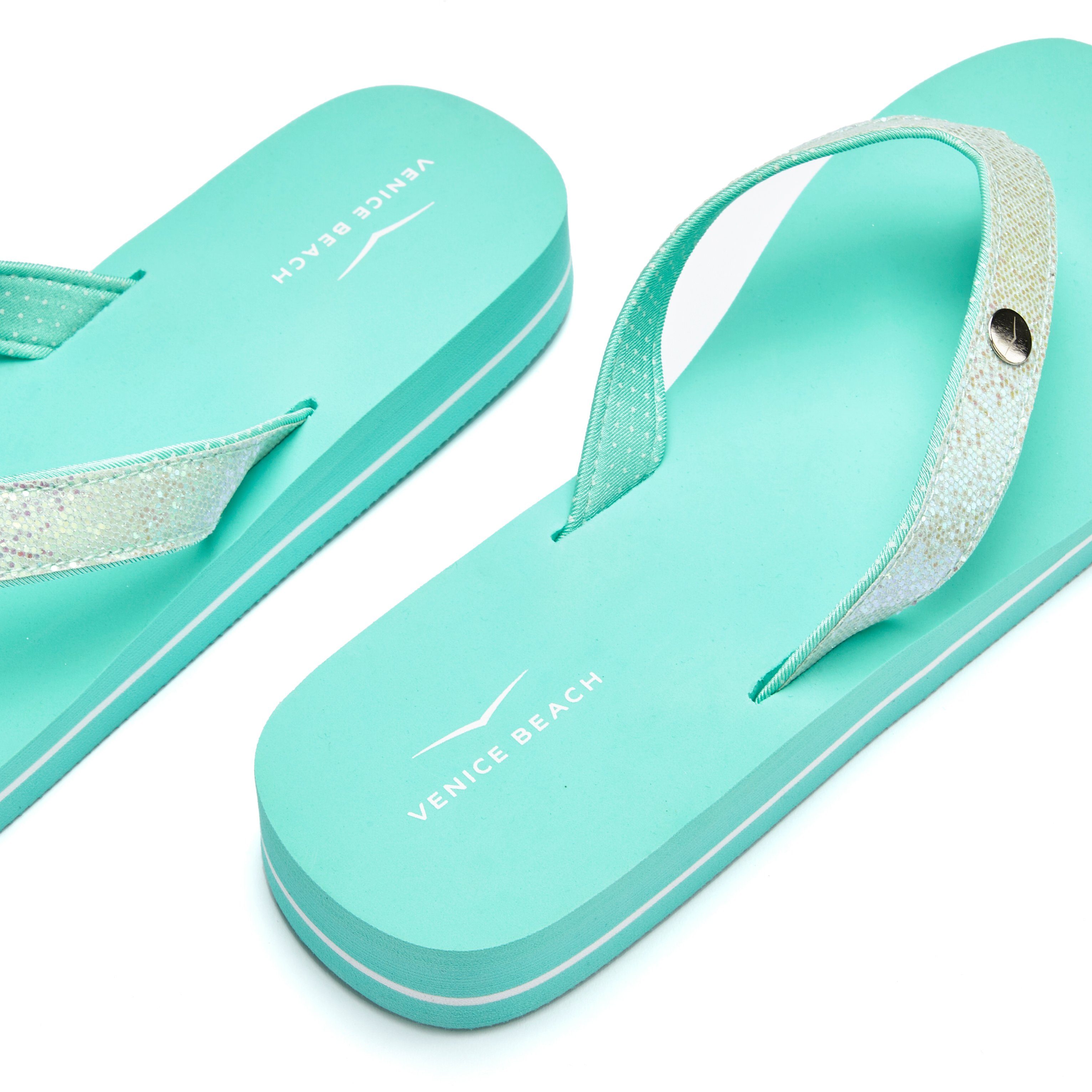 Venice Beach Badslippers Sandaal, pantoletten, badschoenen ultralicht met glitterband VEGAN
