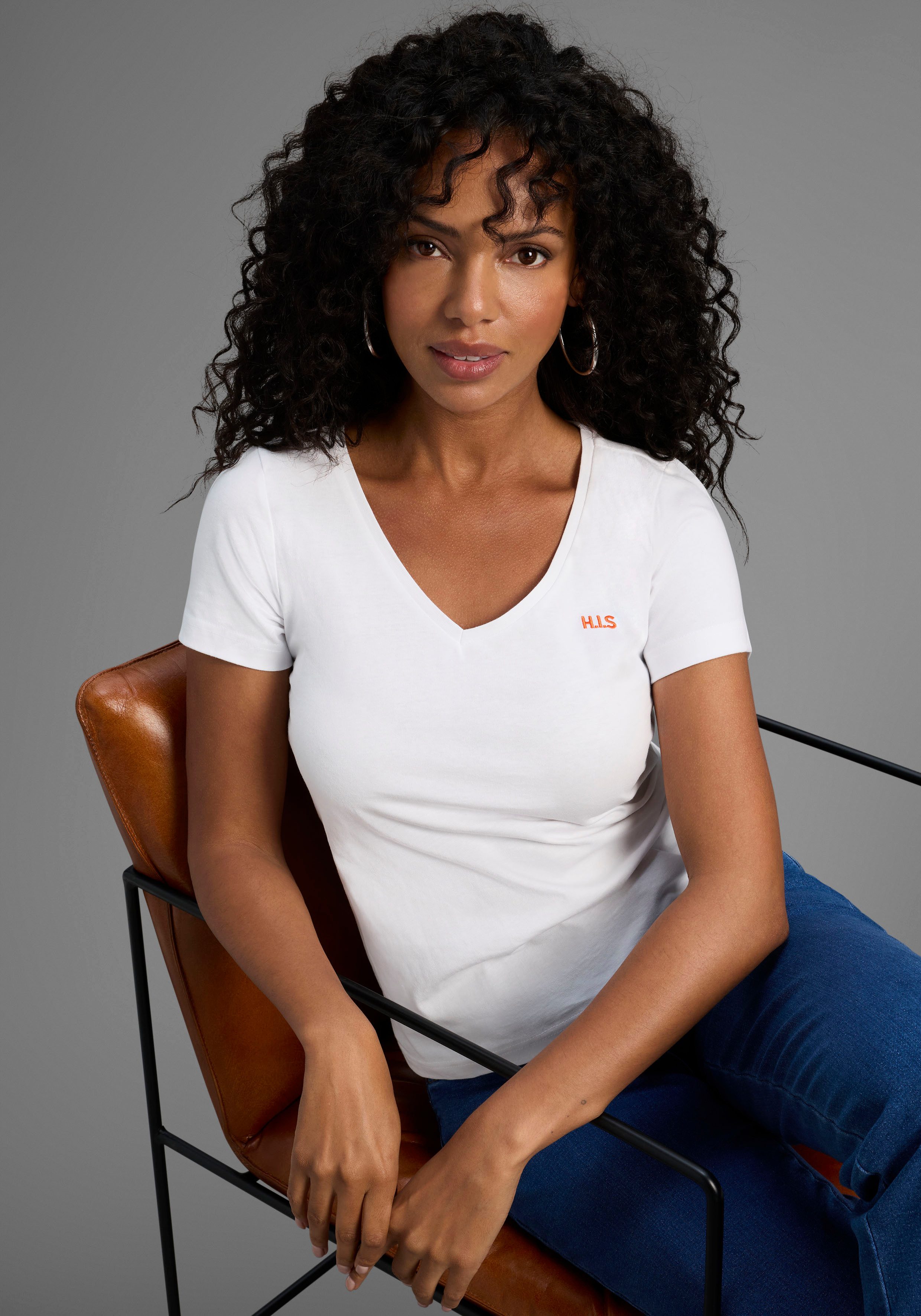 H.I.S T-shirt Essential basics heup-lange pasvorm, figuuraccentuerende snit, van 100% katoen (Set van 3)