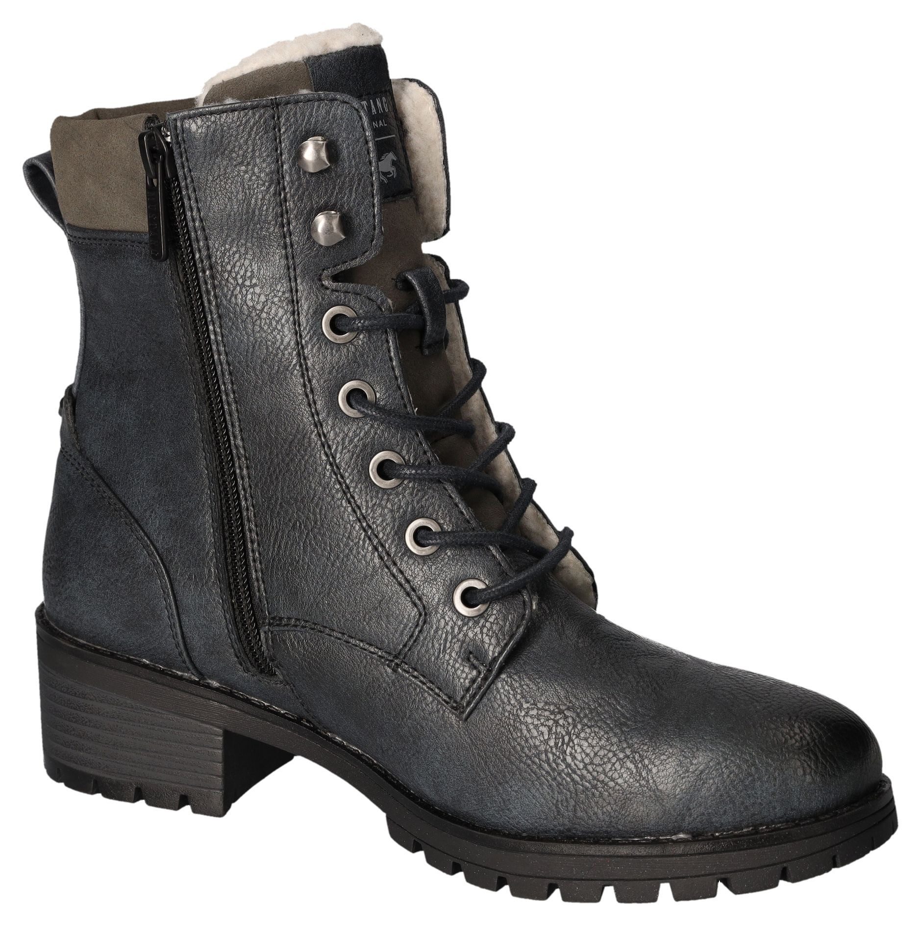Mustang Shoes Veterschoenen veterschoenen, enkellaars, hakken, in metallic-look, smalle vorm