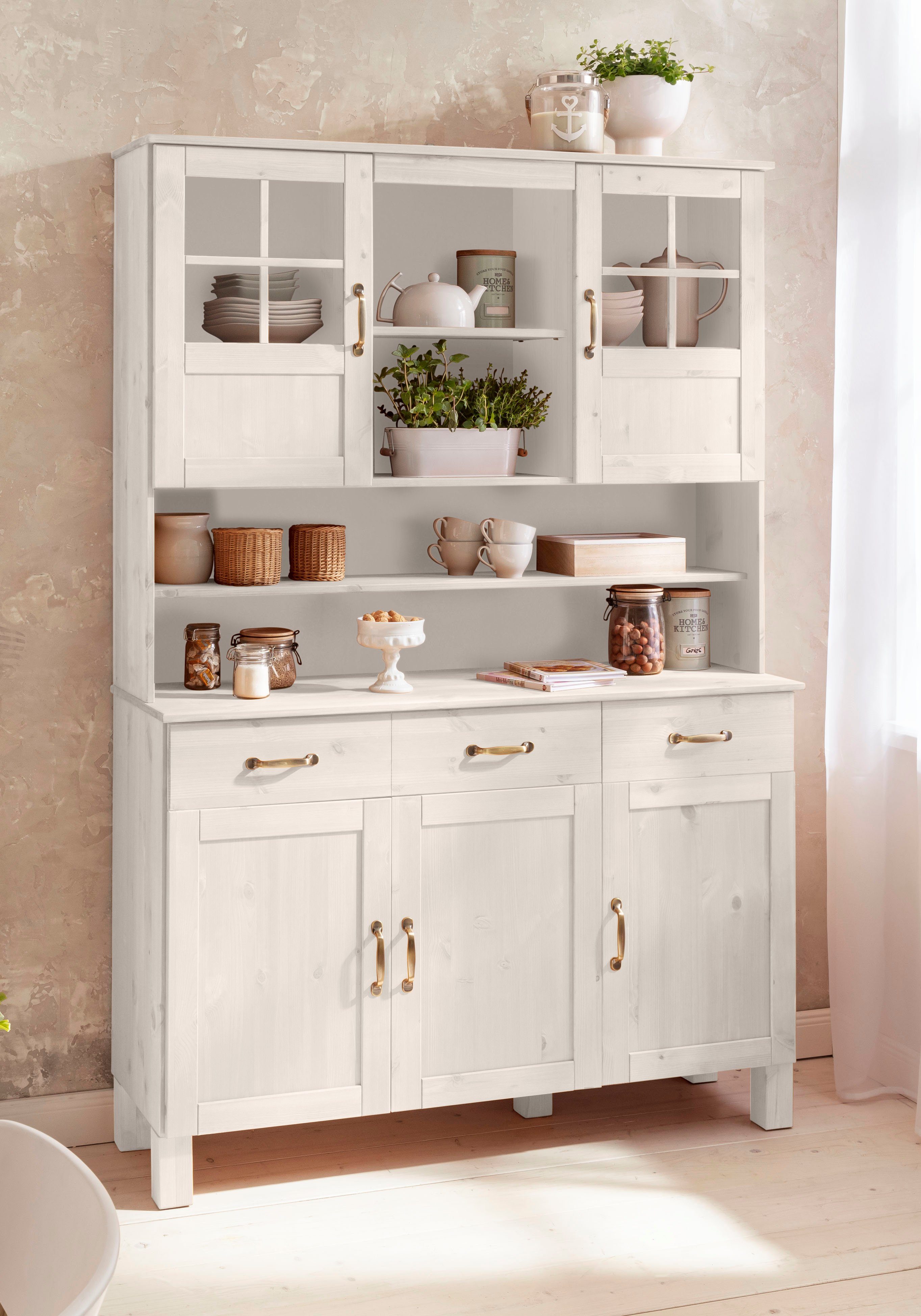 Home affaire Keukenbuffet Alby Breedte 125 cm, 2 glasdeuren, 2 laden