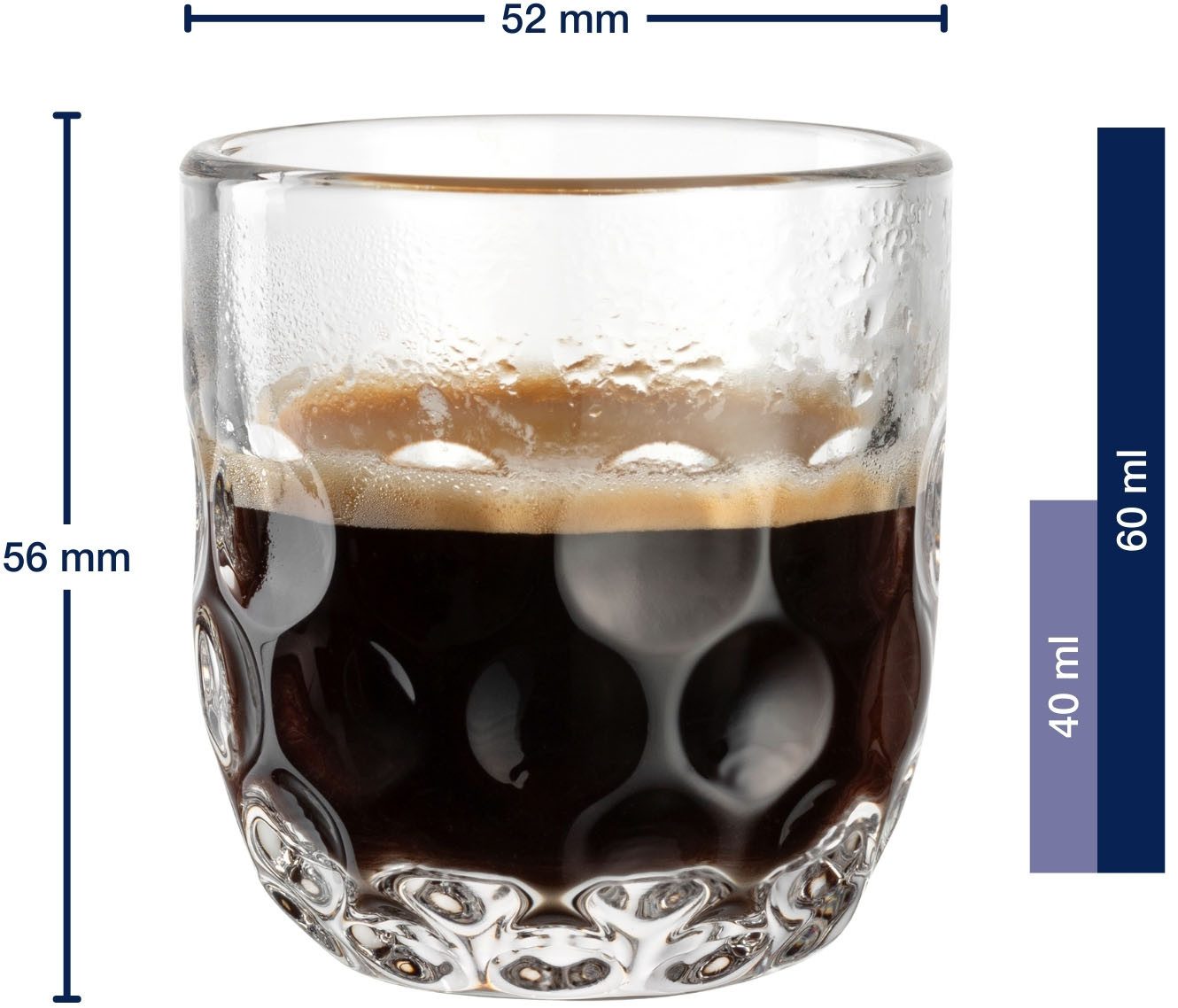 LEONARDO Espressoglas GOCCE, 90 ml, 6-stuks set 1. variant, met druppelrelief (set)