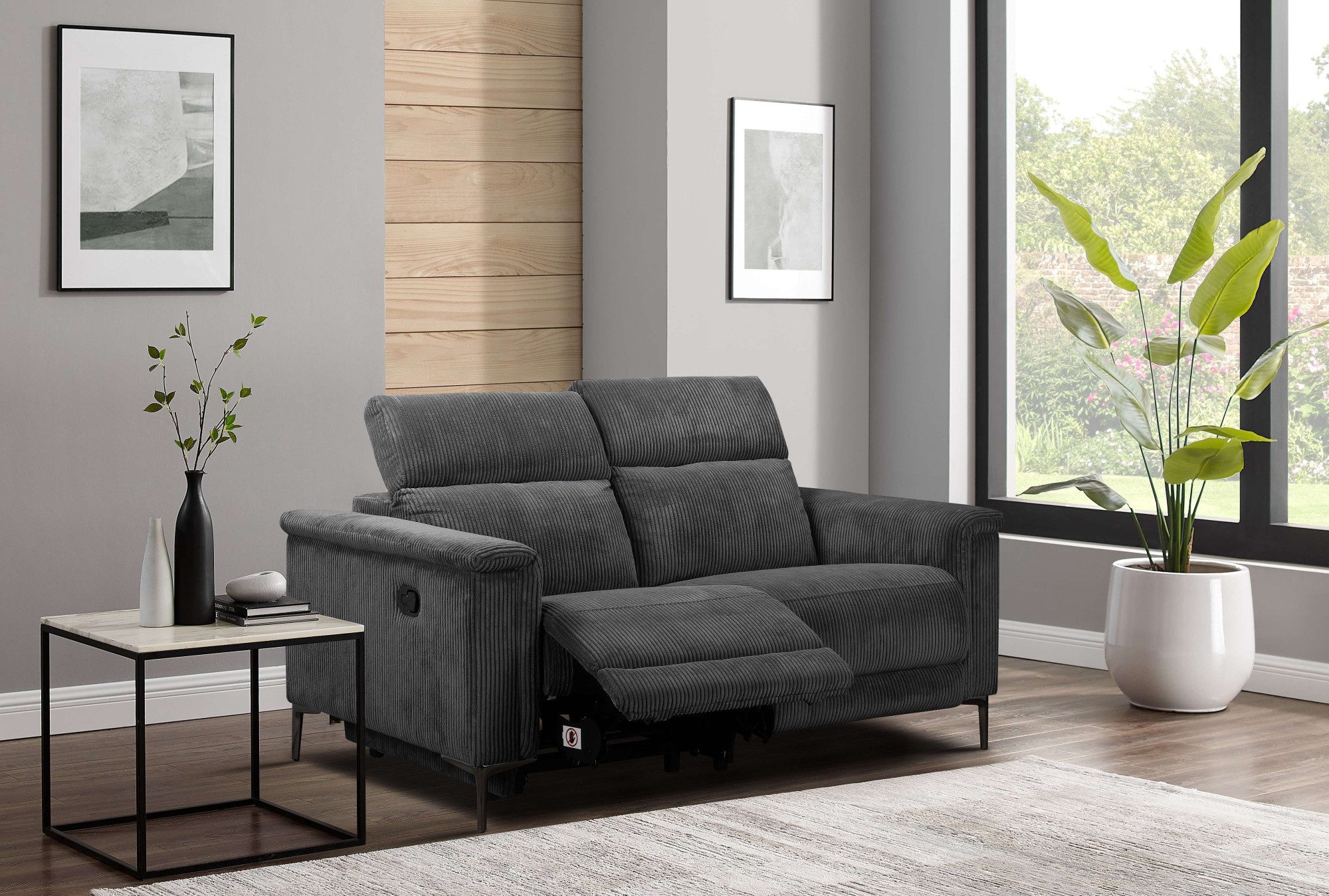 Places of Style 2-zitsbank Lund in Cord, met handmatige of elektrische