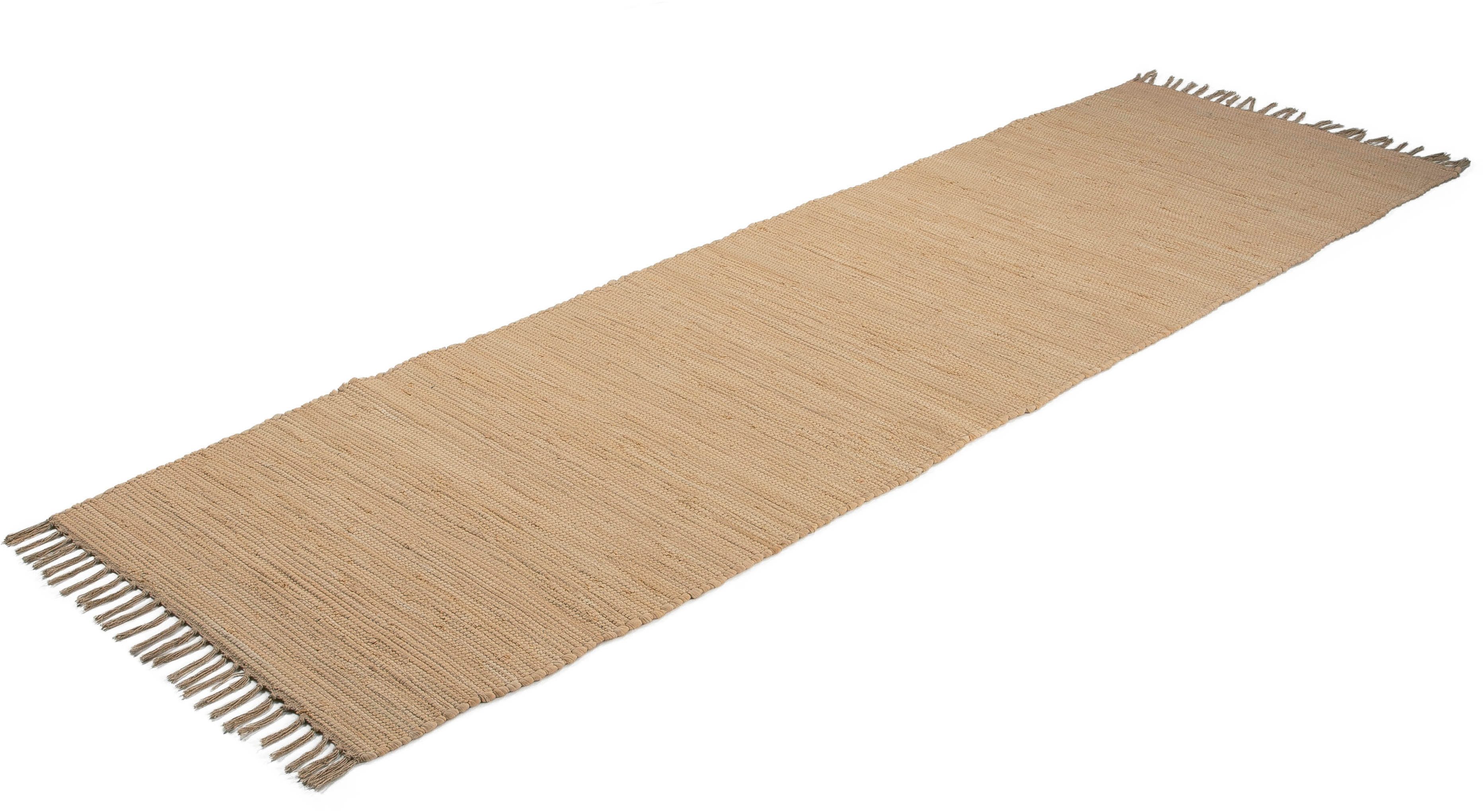 carpetfine Vloerkleed Kelim Chindi uni Tweezijdig te gebruiken kleed, puur katoen, met de hand geweven, unikleuren, met franje