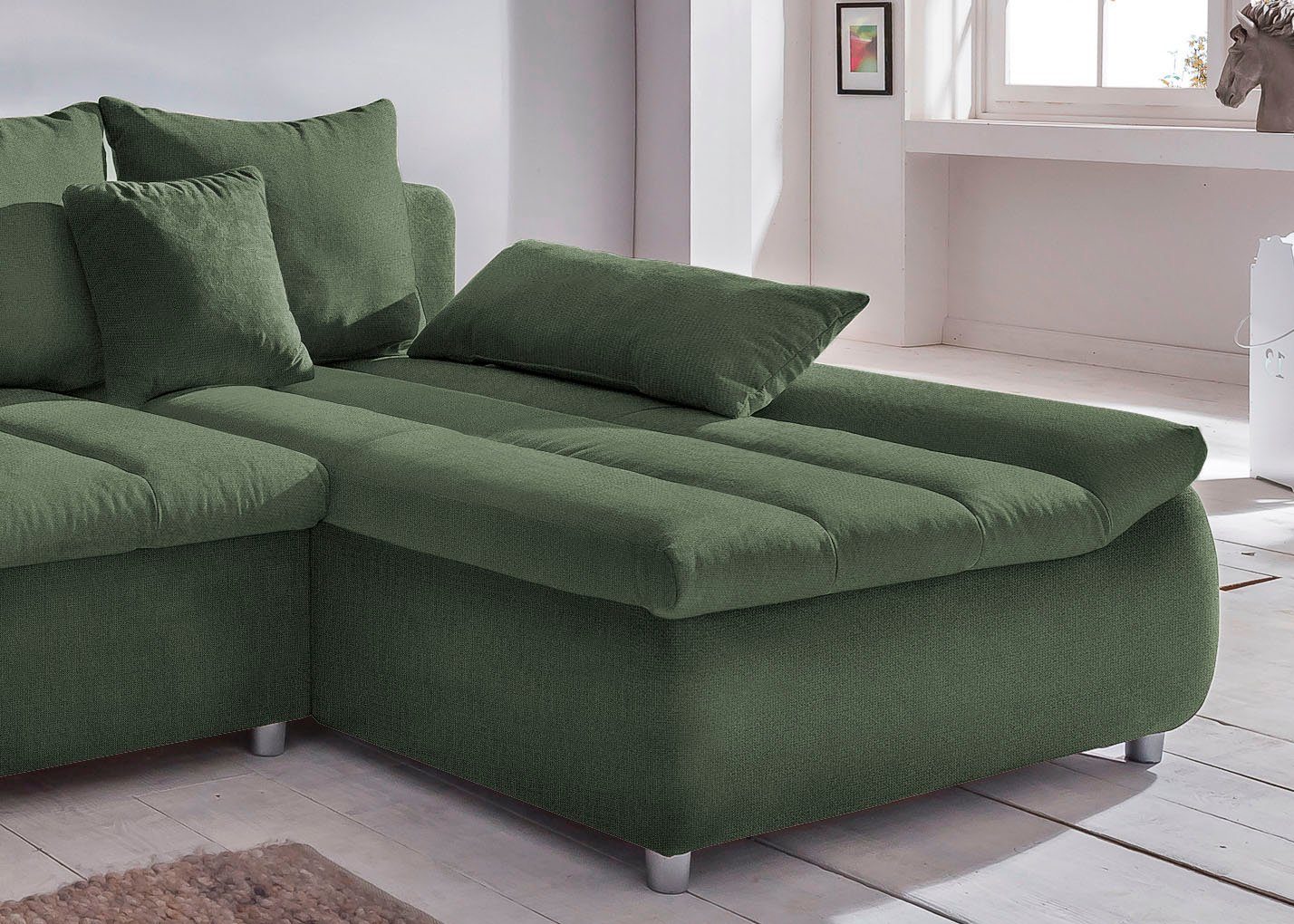 INOSIGN Hoekbank Imola elegant en comfortabel, actuele stiksels in de zitting, L-vorm