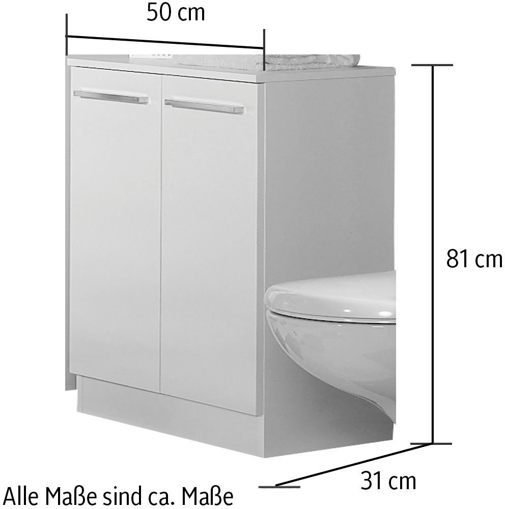 Saphir Onderkast Quickset 335 Badkamermeubel, 2 deuren, 1 plank, 50 cm breed