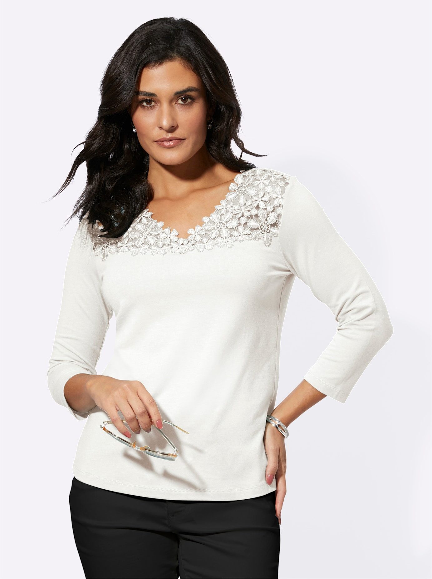 Creation L Shirt met 3/4 mouwen Modal-mix-shirt (1-delig)