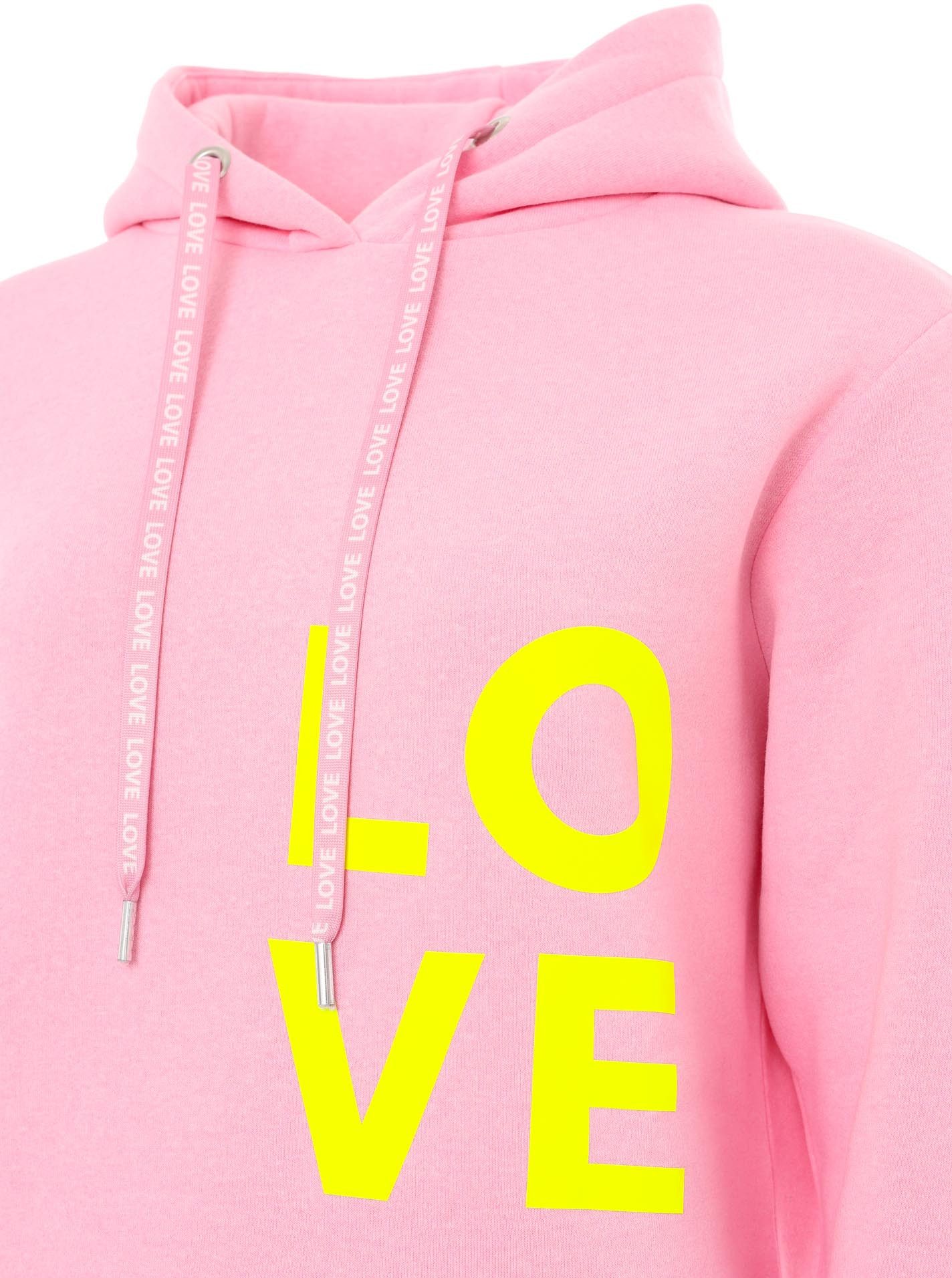 Zwillingsherz Hoodie met "love"-opdruk en geborduurd hart op de mouw