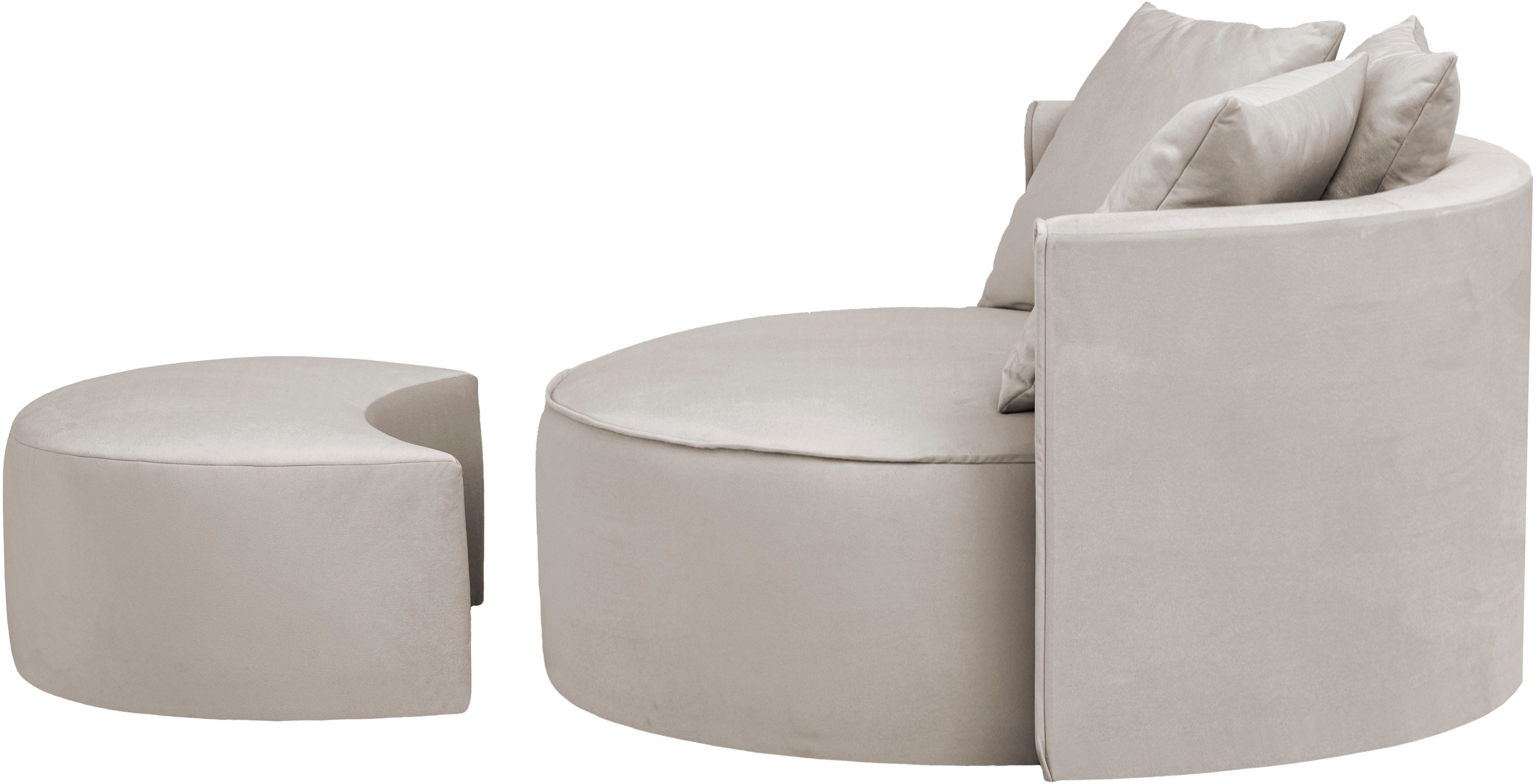 LeGer Home by Lena Gercke XXL-fauteuil Isalie, ronde stoel met voetensteun, leesstoel, loveseat, grote stoel (set)