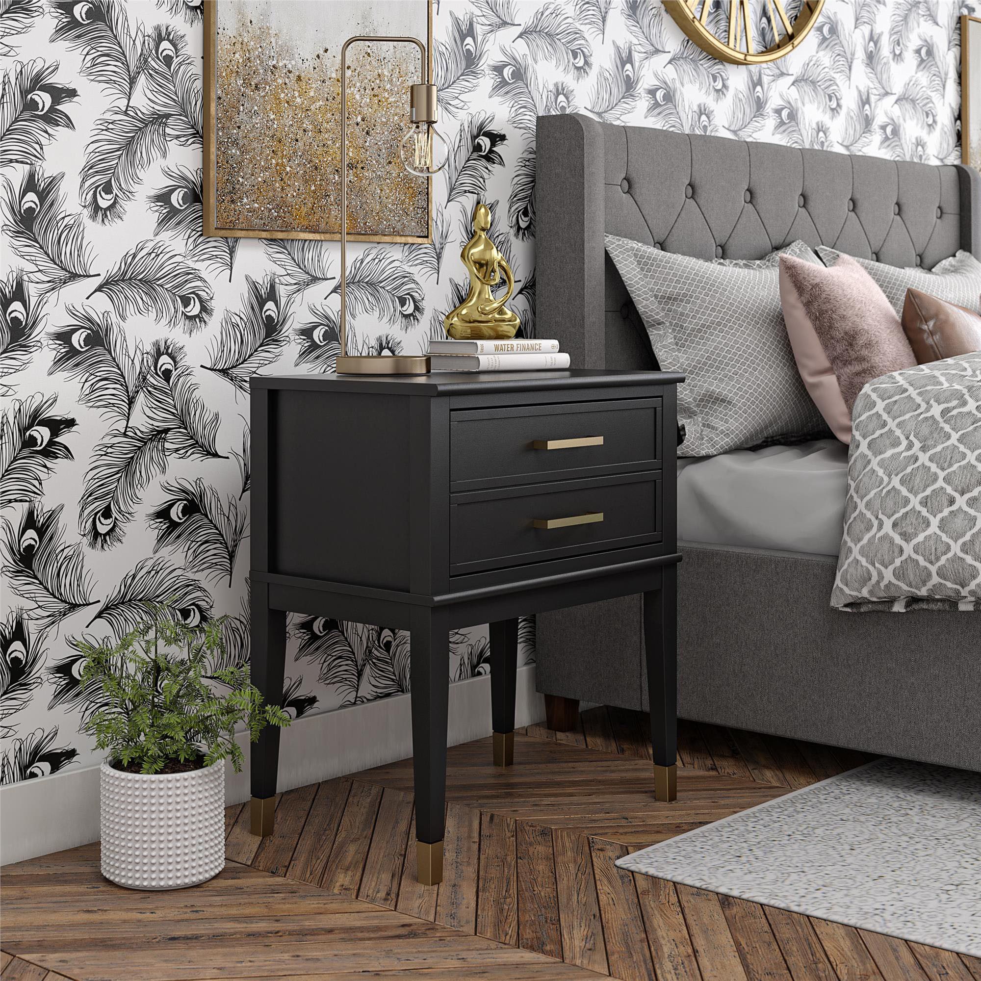 CosmoLiving by Cosmopolitan Bijzettafel Westerleigh 1 lade, van gemakkelijk te onderhouden mdf, poten van massief hout, hoogte 72 cm (1 stuk)