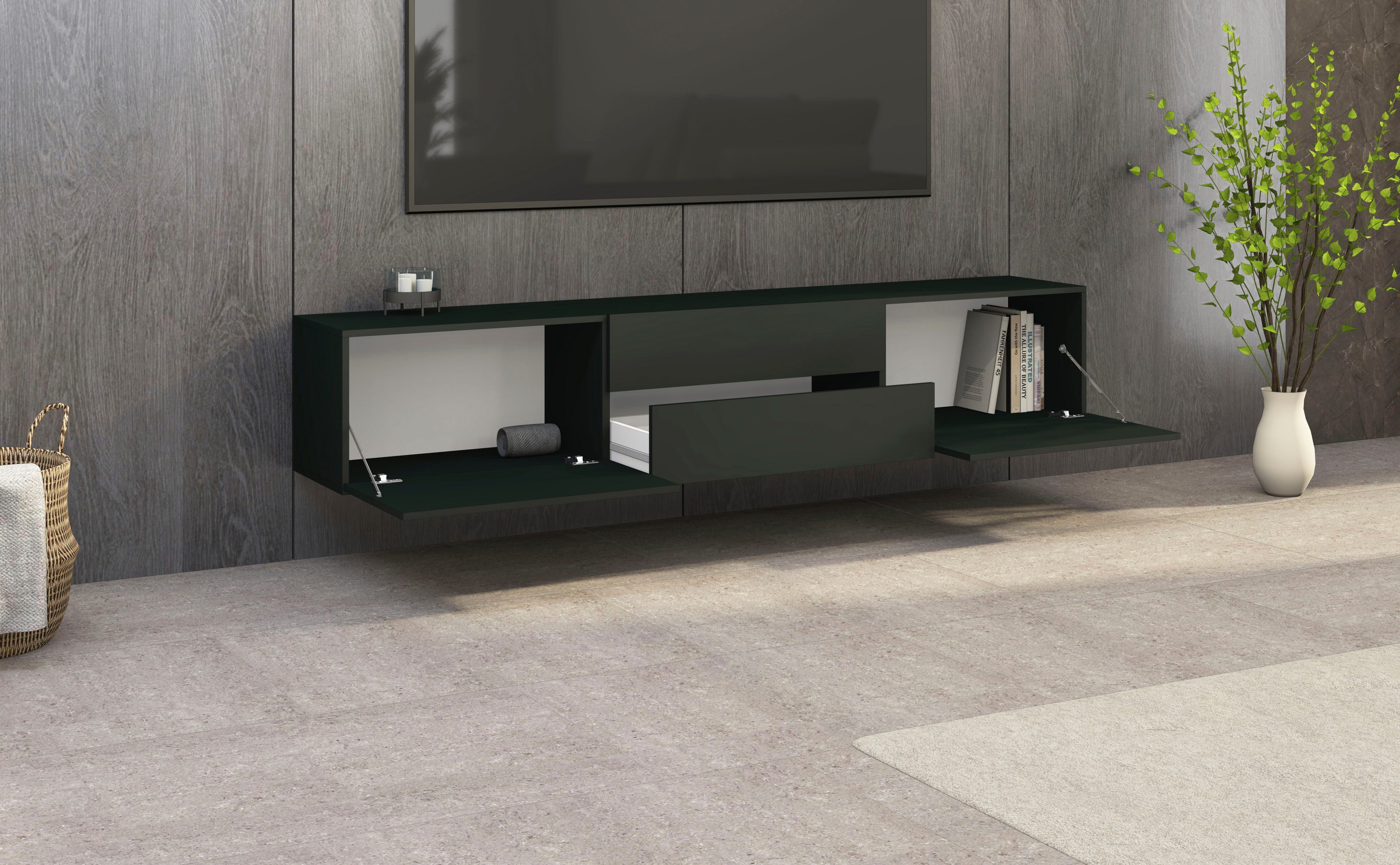 borchardt Möbel Tv-meubel Sophia Breedte 200 cm met 2 kleppen en 2 laden, staand en hangend