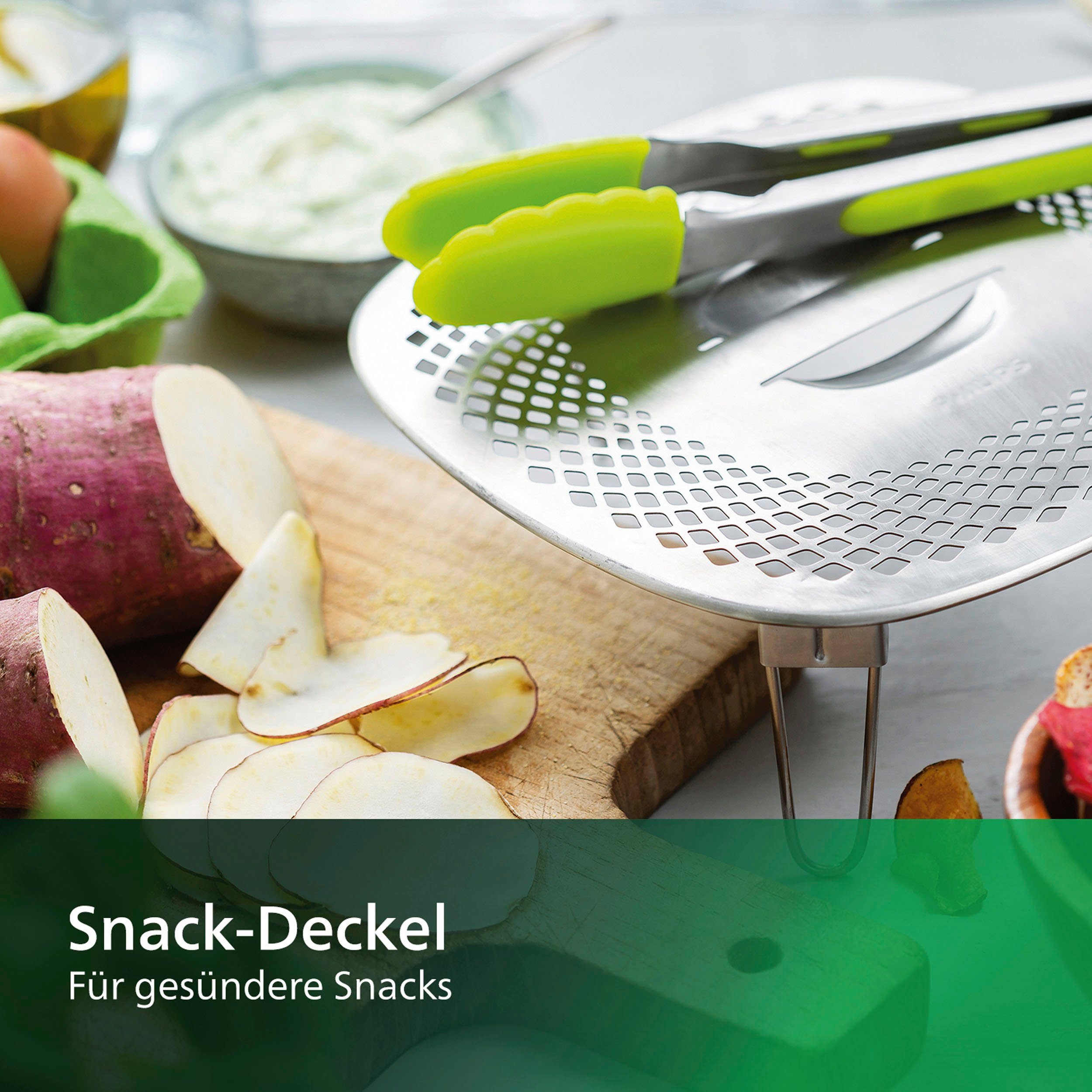 Philips Grillpan-inzet HD9954/01 Snack Profi-Kit Snackdeksel + tang voor Airfryer XXL HD96XX, HD97XX, HD98XX (3-delig)