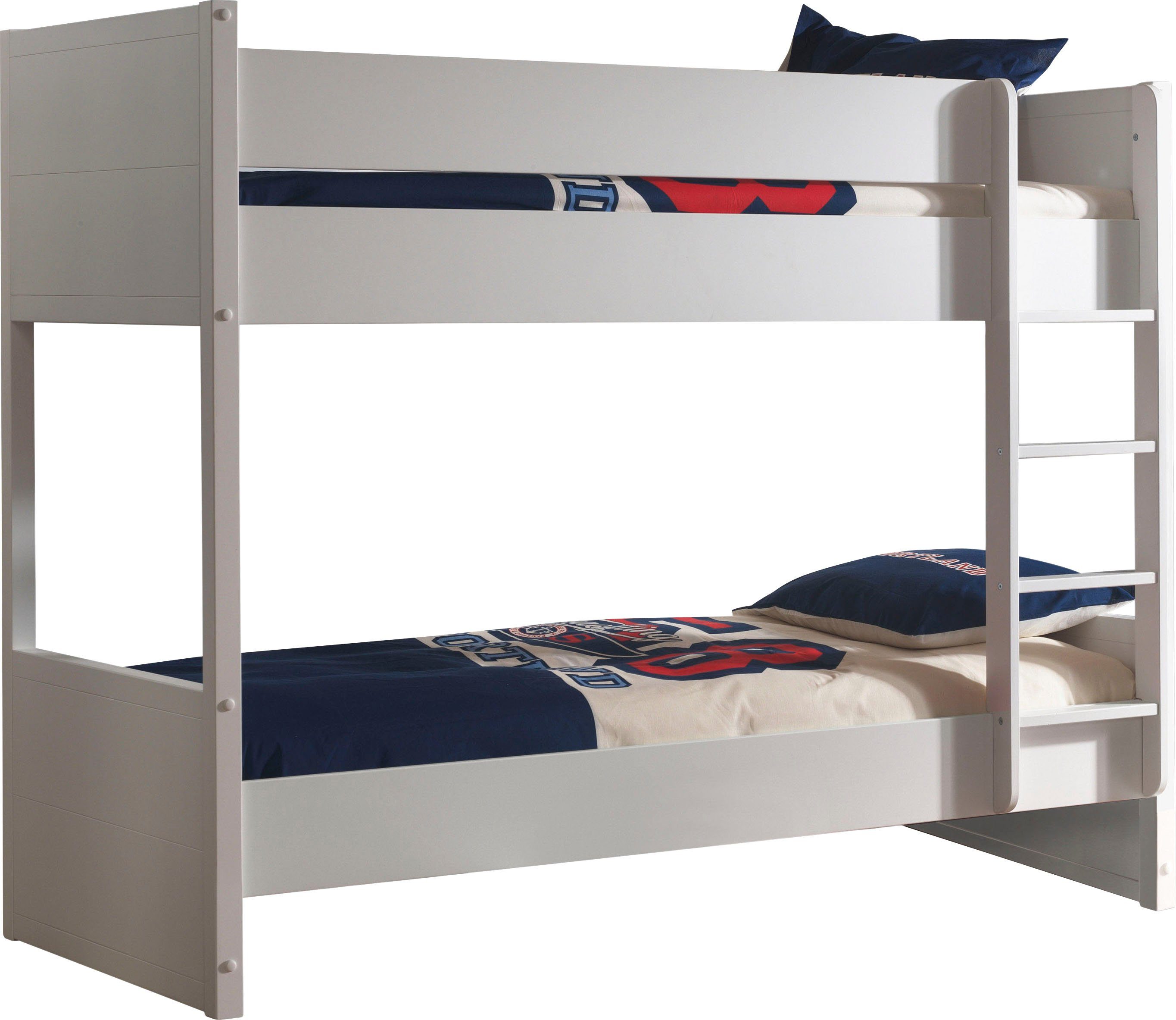 Vipack Stapelbed in rechtlijnige look, inclusief lattenrol, wit gelakt