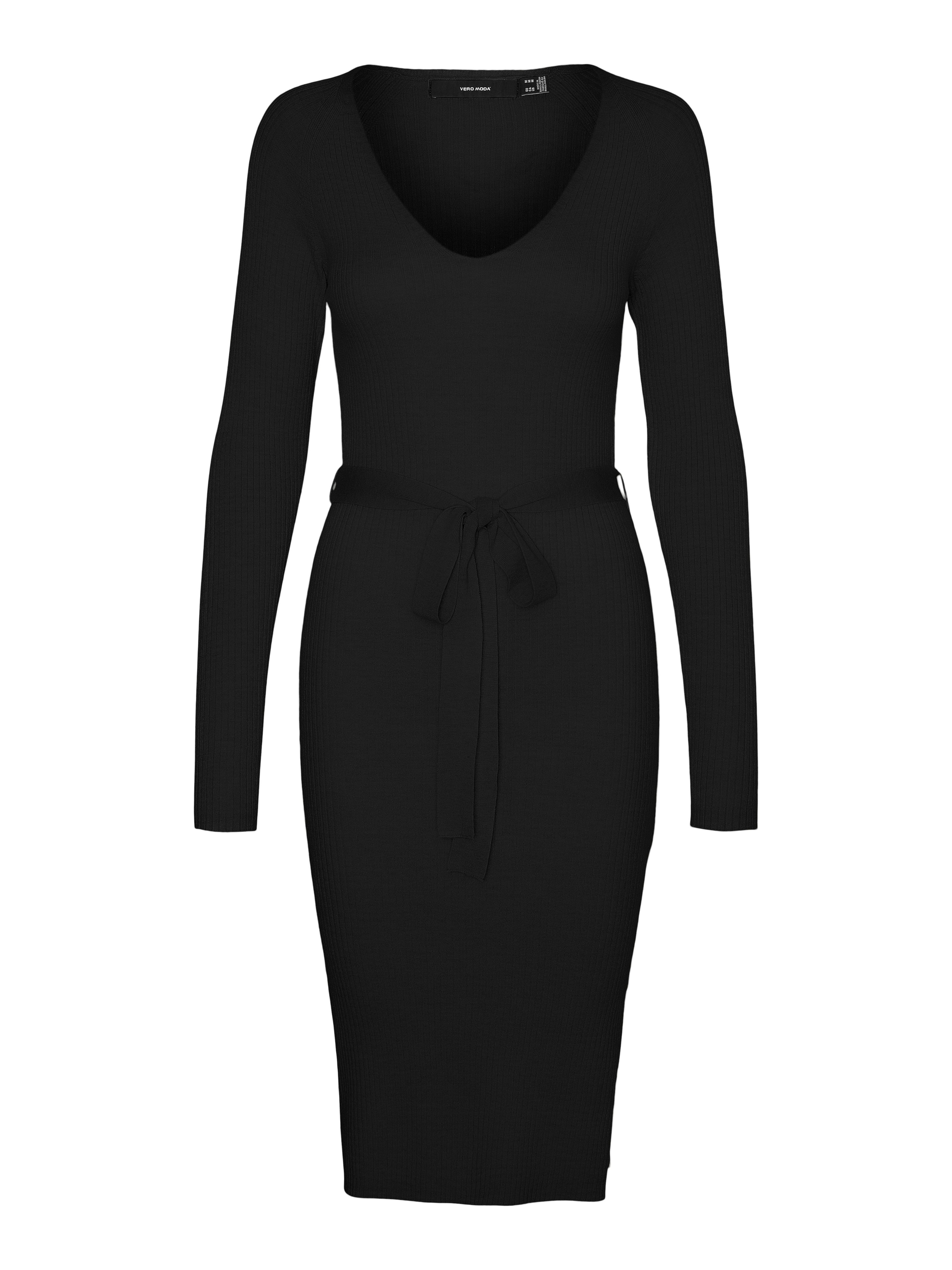 Vero Moda Gebreide jurk VMSABA RIB LS V-NECK BELT DRESS GA NOOS