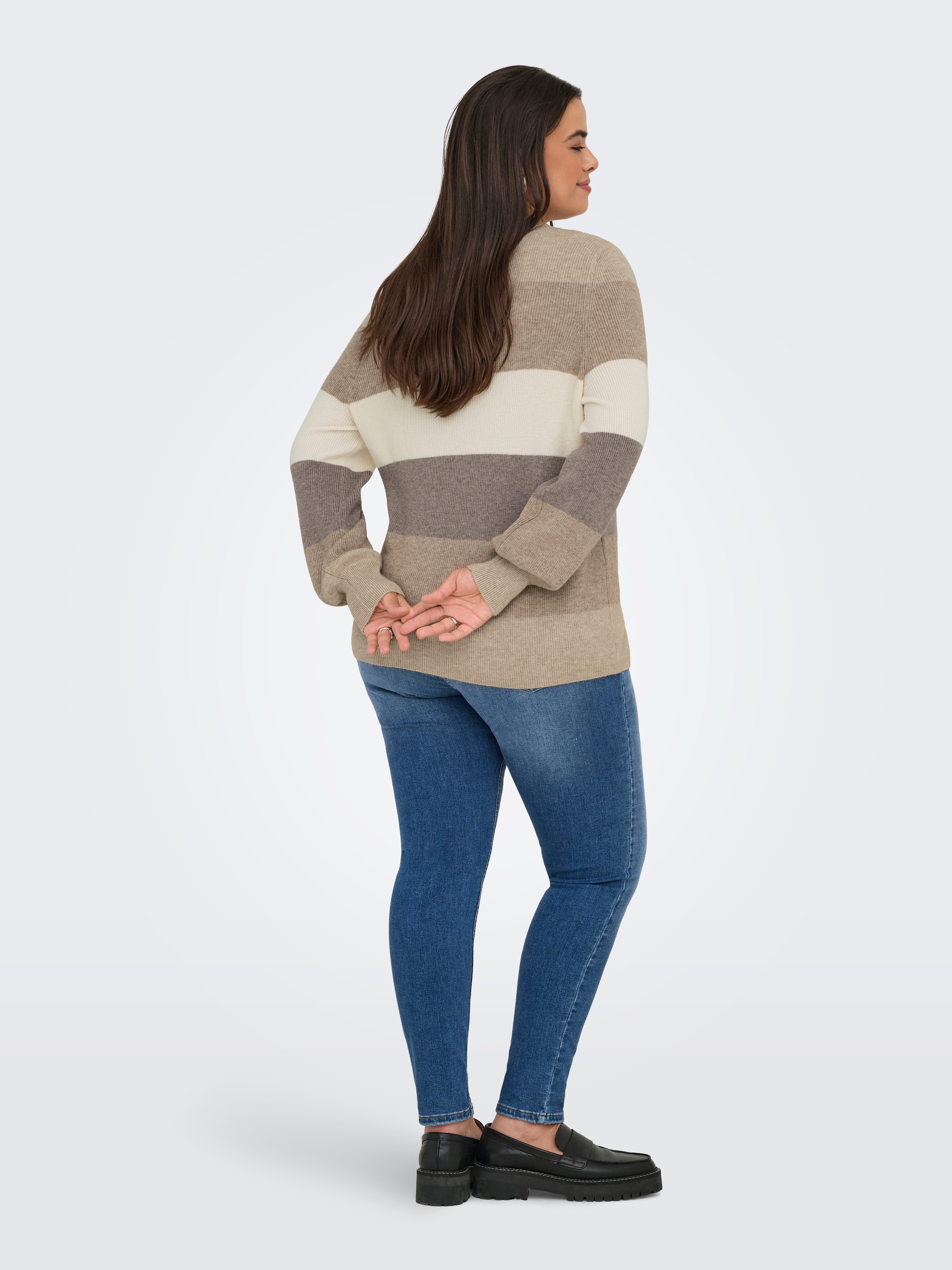 ONLY CARMAKOMA Gebreide trui CARNEW DARIA L/S STRIPE PULLOVER KNT