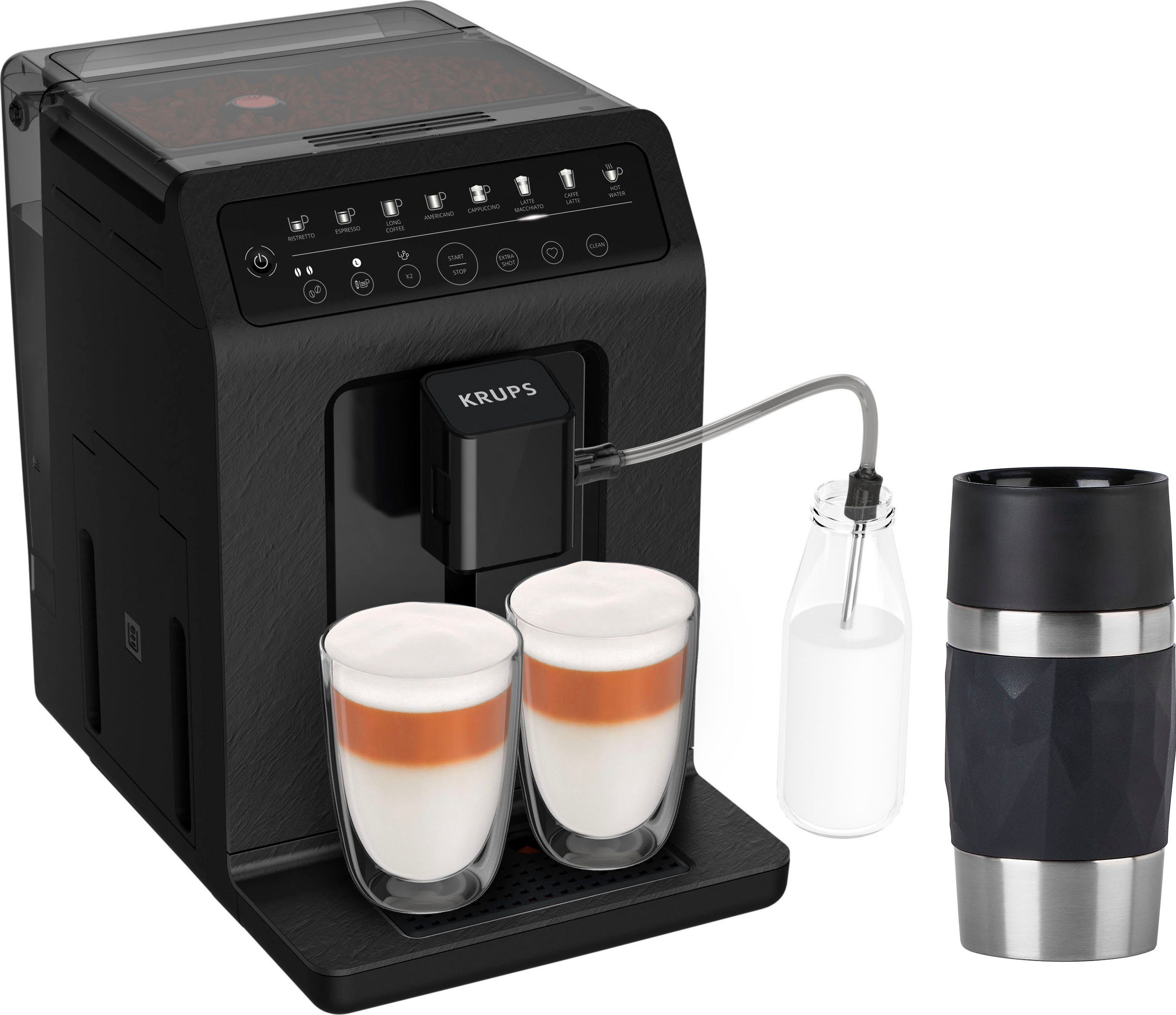 Krups Volautomatisch koffiezetapparaat EA897B Evidence ECOdesign, van 62%* gerecycled kunststof, tot 90% recyclebaar, incl. emsa travel mug ter waarde van 25,99 euro (aanbevolen verkoopprijs)