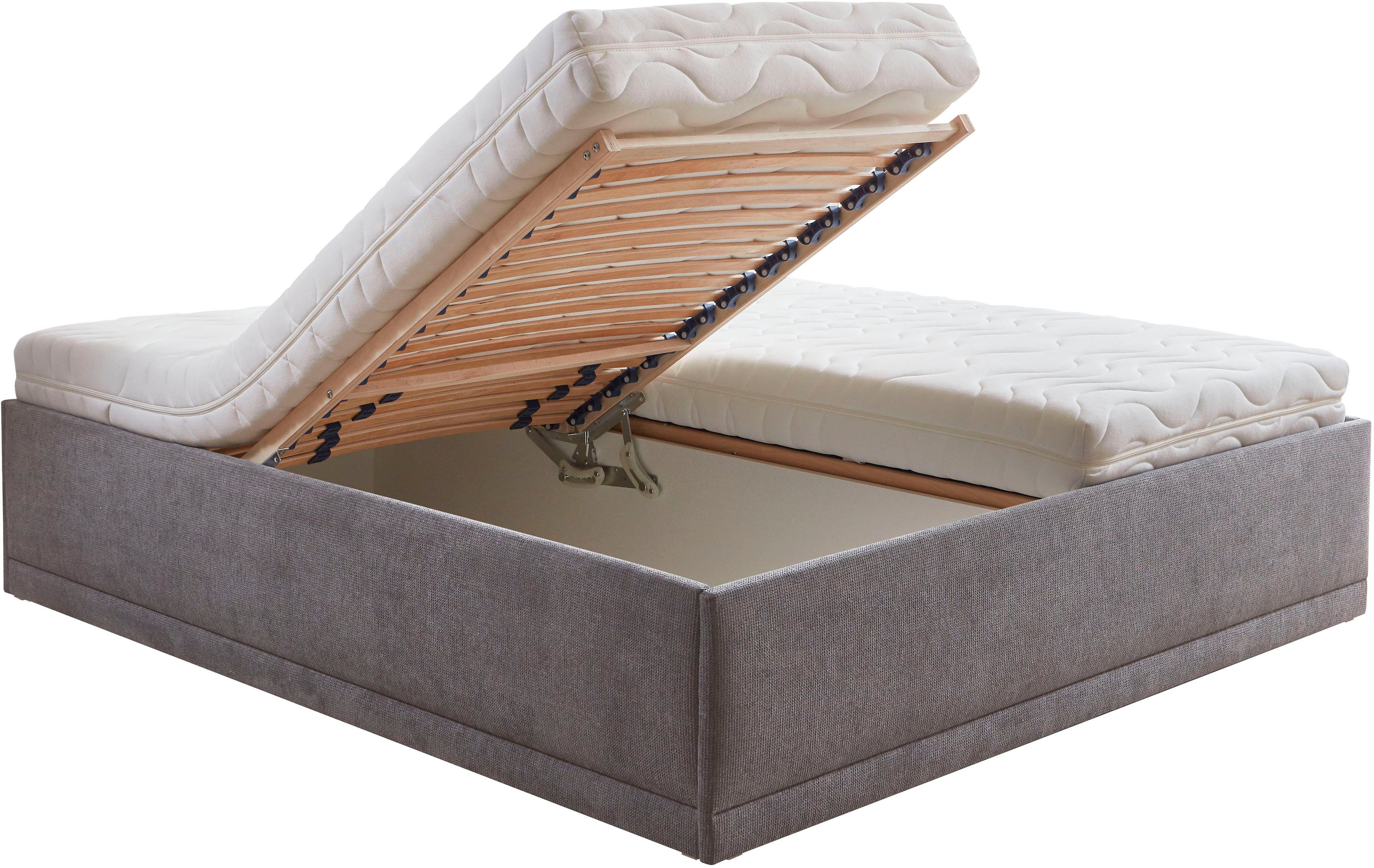 Westfalia Polsterbetten Gestoffeerd bed Texel Comforthoogte met sierkussen, bedkist bij uitvoering met matras