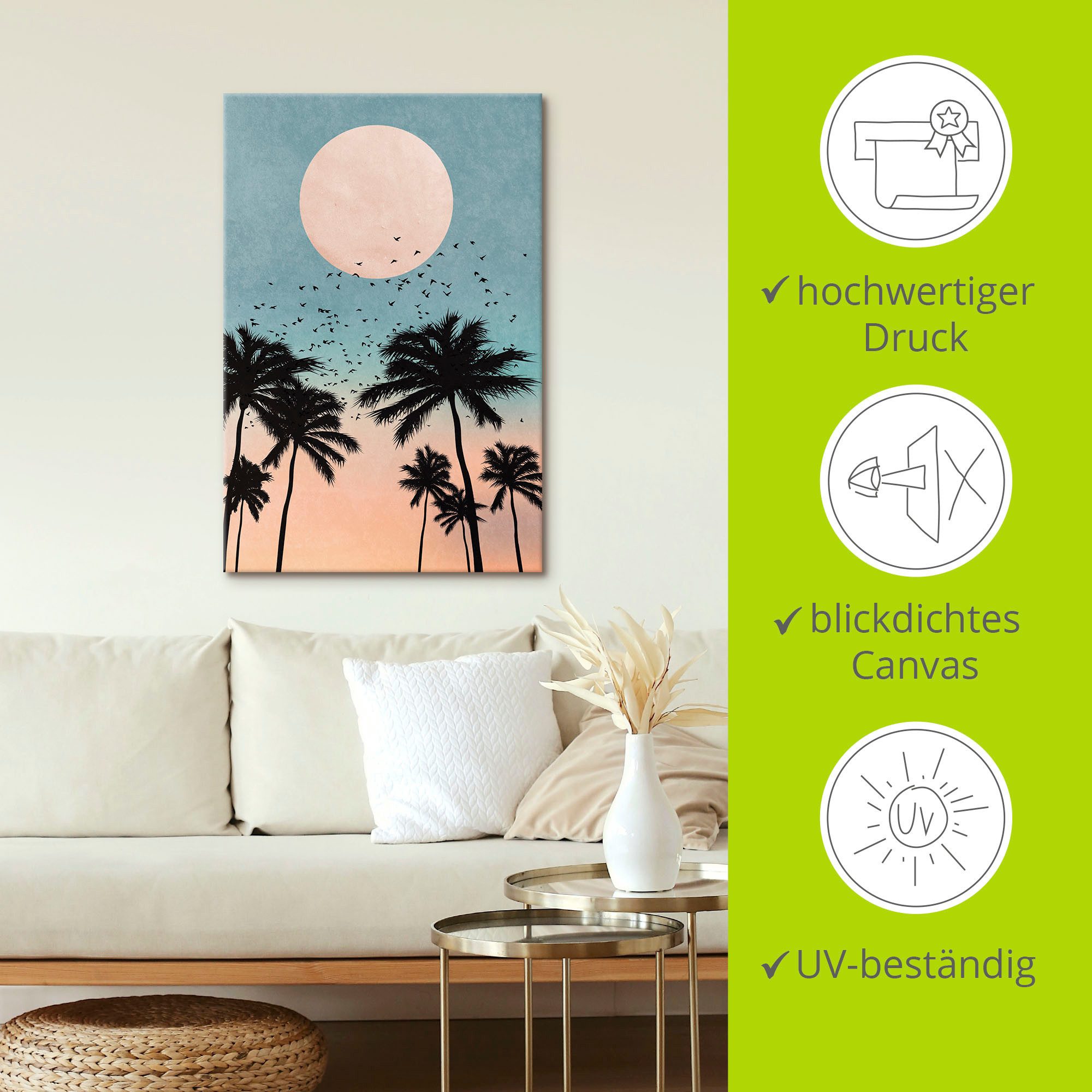 Artland Artprint op linnen Zonsopkomst gespannen op een spieraam
