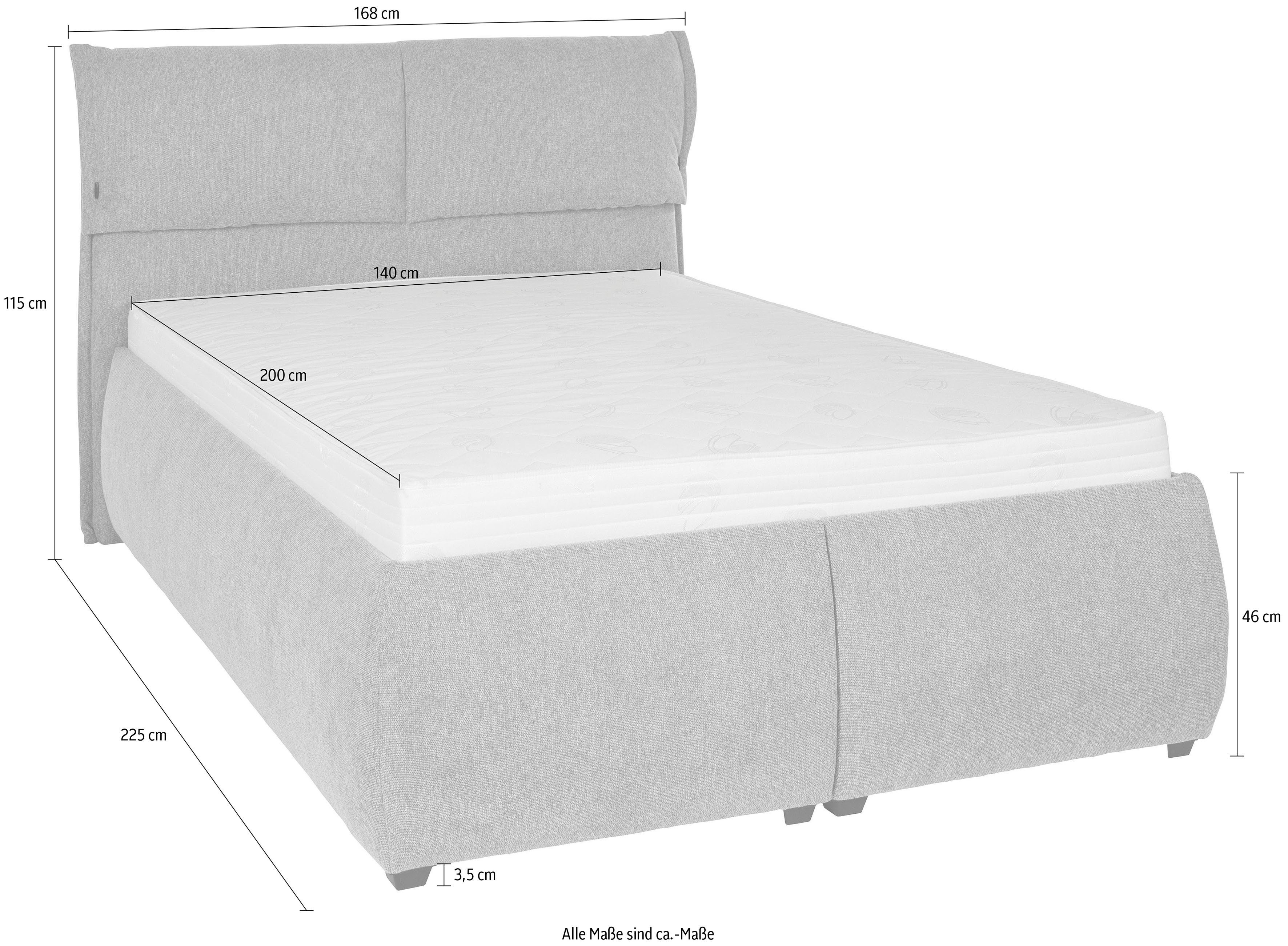 andas Gestoffeerd bed Jenson als bedframe of met 3 matrassoorten en hardheden
