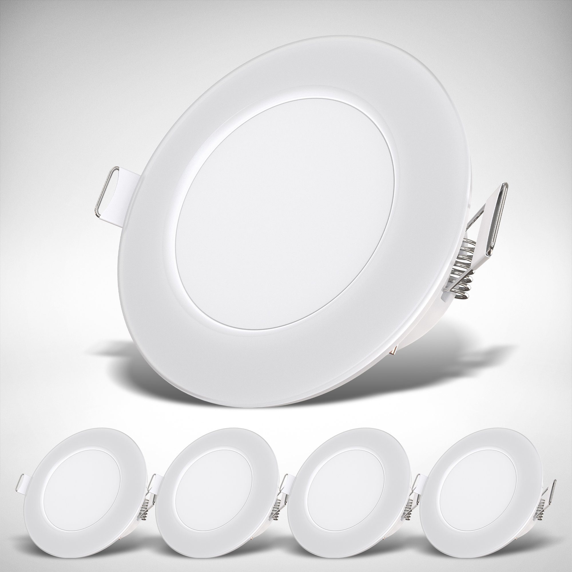 B.K.Licht Ledinbouwlamp 5-pack LED badkamer inbouwspots, IP65 beschermd, platte LED inbouwspots (5 stuks)