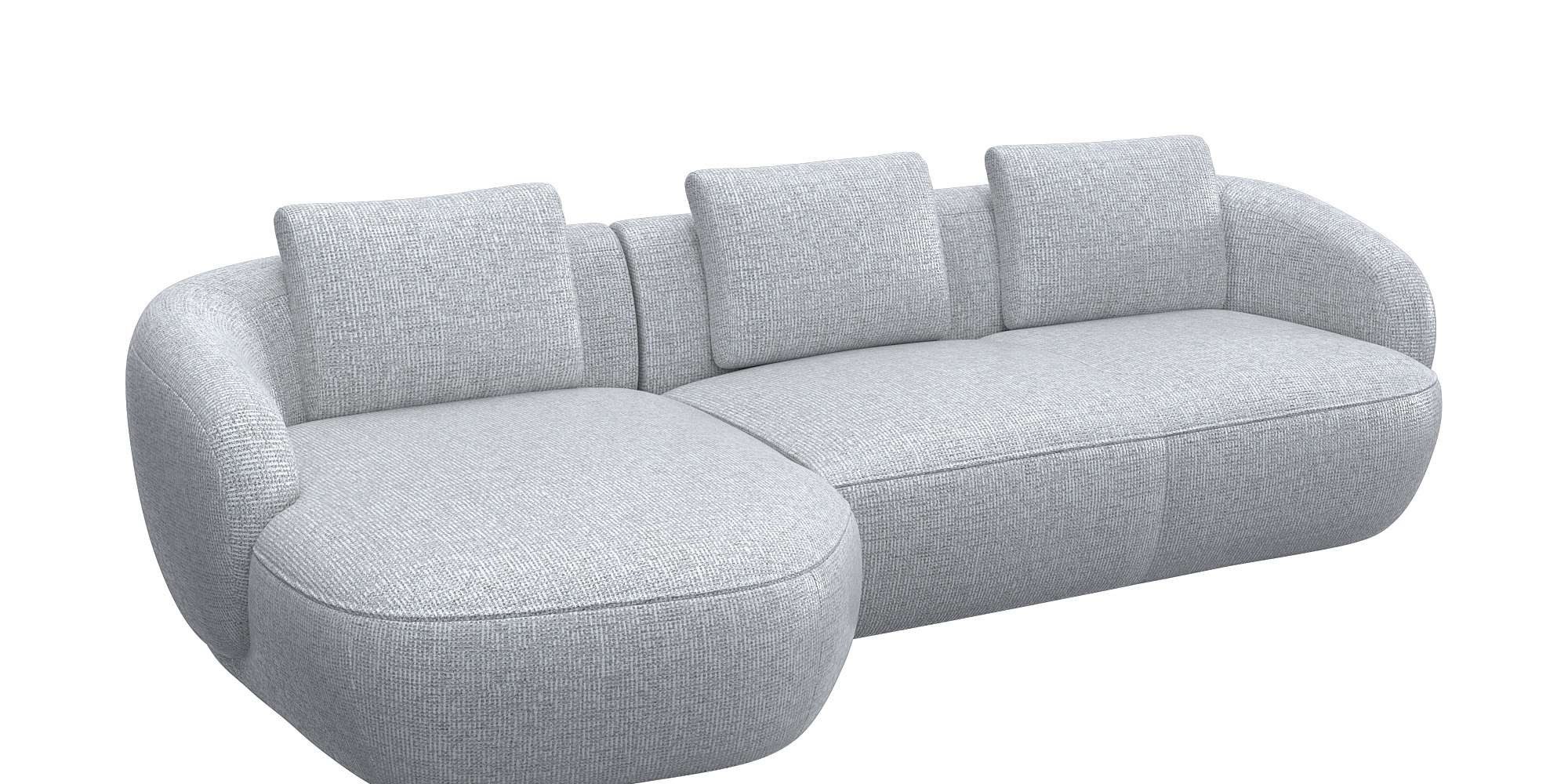 FLEXLUX Zithoek Torino, rond, L-vorm, bankhoek met recamière, longchair-sofa
