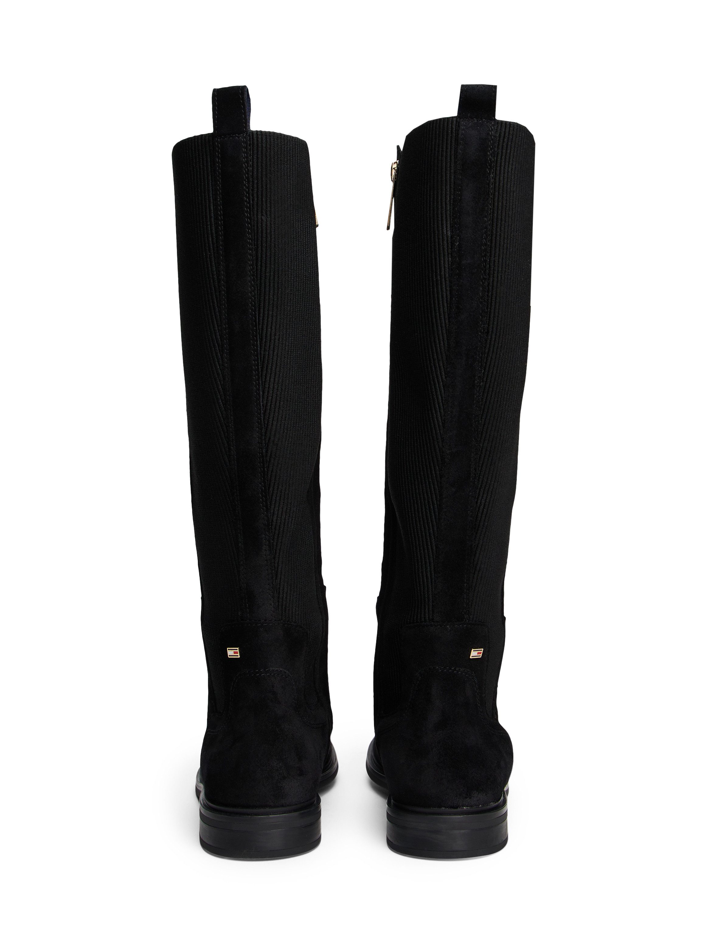 Tommy Hilfiger Laarzen FLAG SUEDE LONG BOOT , lange laars, ritssluitinglaars met logovlaggen-detail