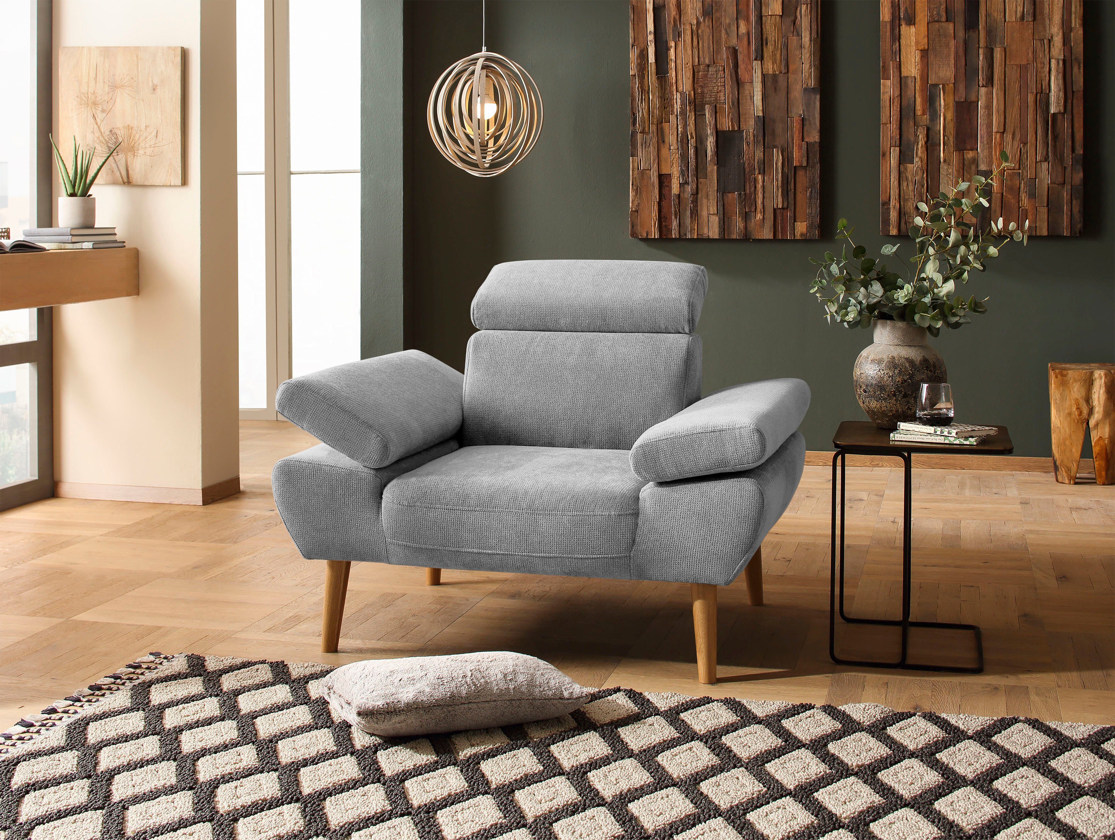 Premium collection by Home affaire Fauteuil Trapino Met verstelbare hoofdsteun en armleuning, bxdxh: 108x98x81 cm, in 3 stofkwaliteiten