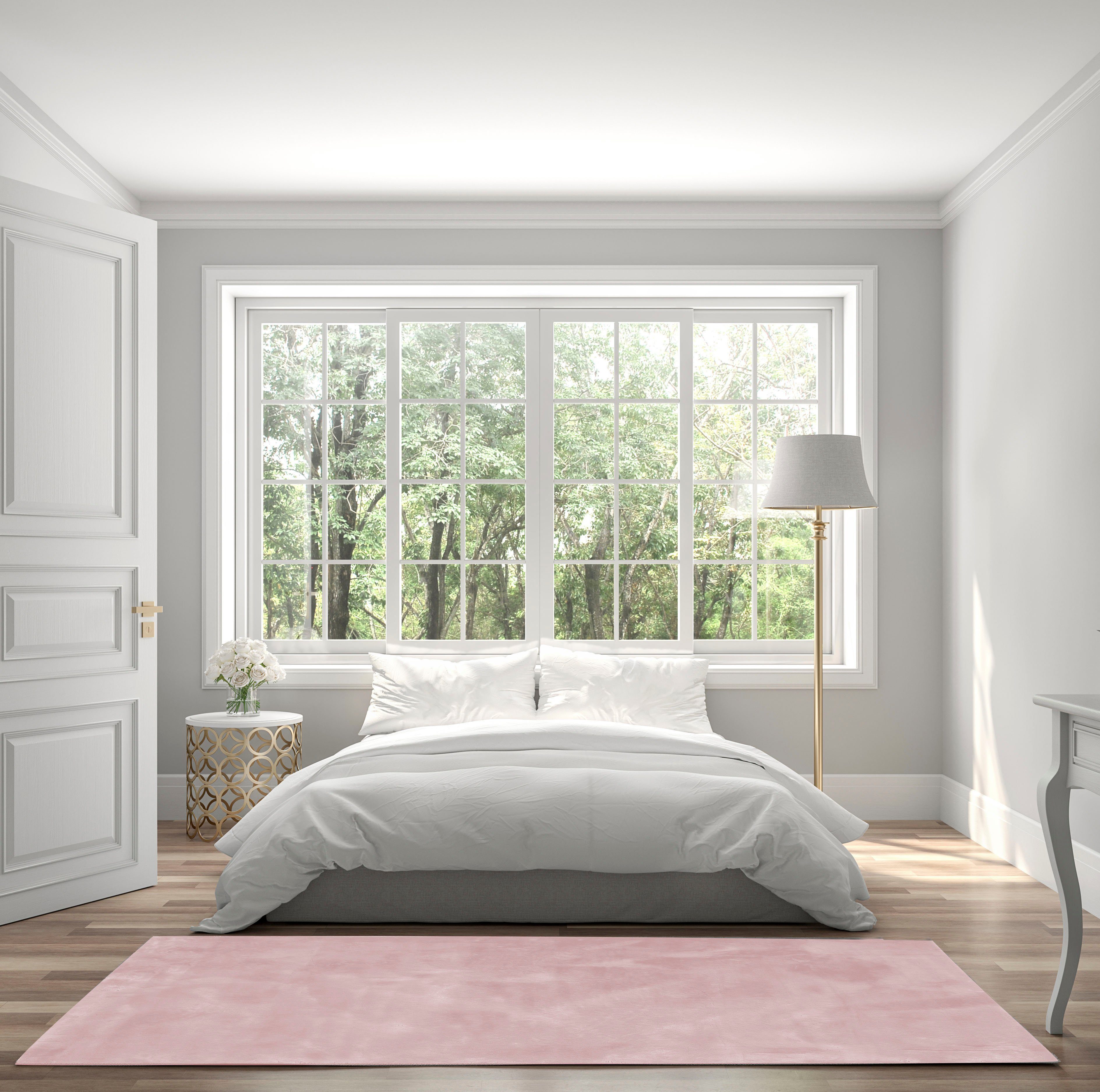 my home Vachtvloerkleed Clement Kunstbont, uni kleuren, zacht & knuffelig, woonkamer, slaapkamer dieren vloerkleden roze