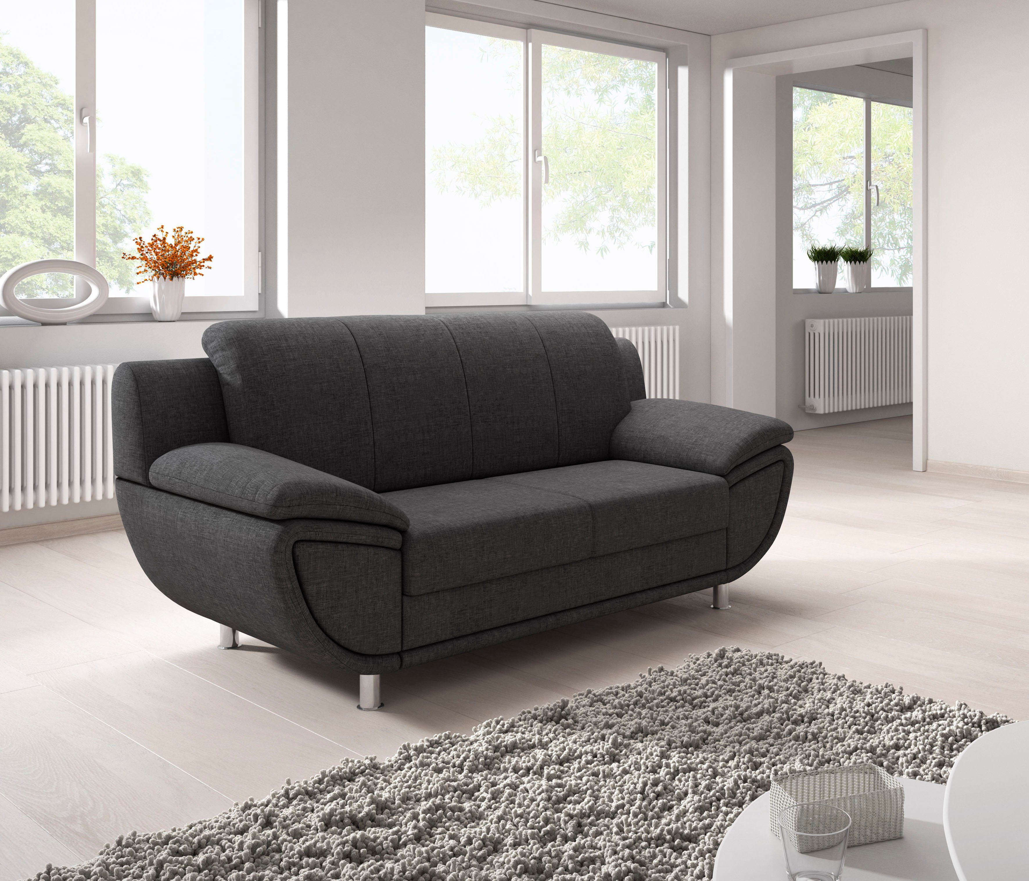 TRENDMANUFAKTUR 2-zitsbank Rondo II, tijdloos en comfortabel, naar keuze met comfortabele binnenvering, met extra brede armleuningen