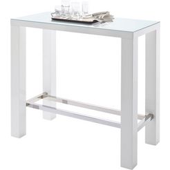 mca furniture bartafel jam bartafel hoogglans-wit, keukentafel, statafel met veiligheidsglas wit