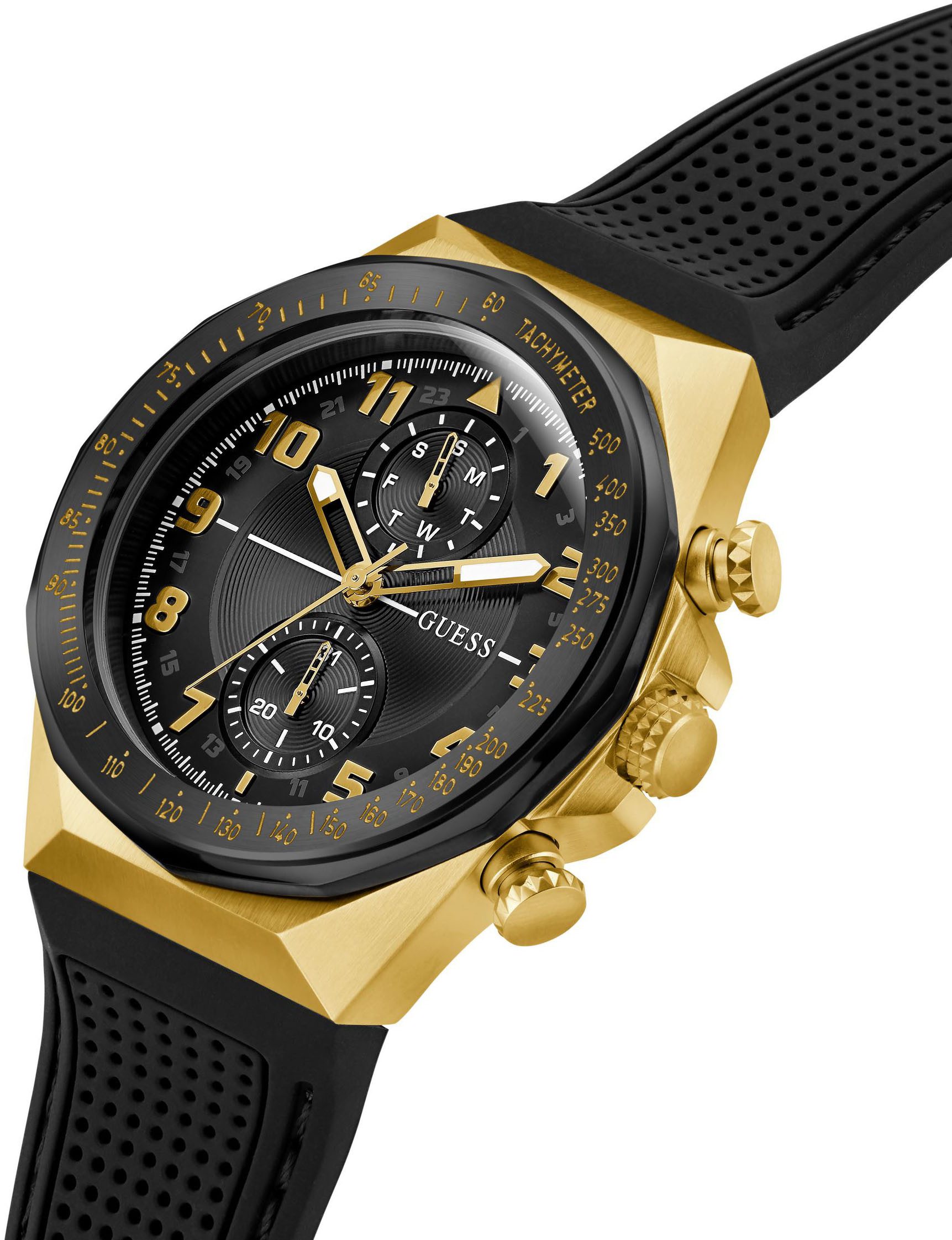 Guess Multifunctioneel horloge D1 Quartz horloge, polshorloge, herenhorloge, datum, weekdag, siliconen band