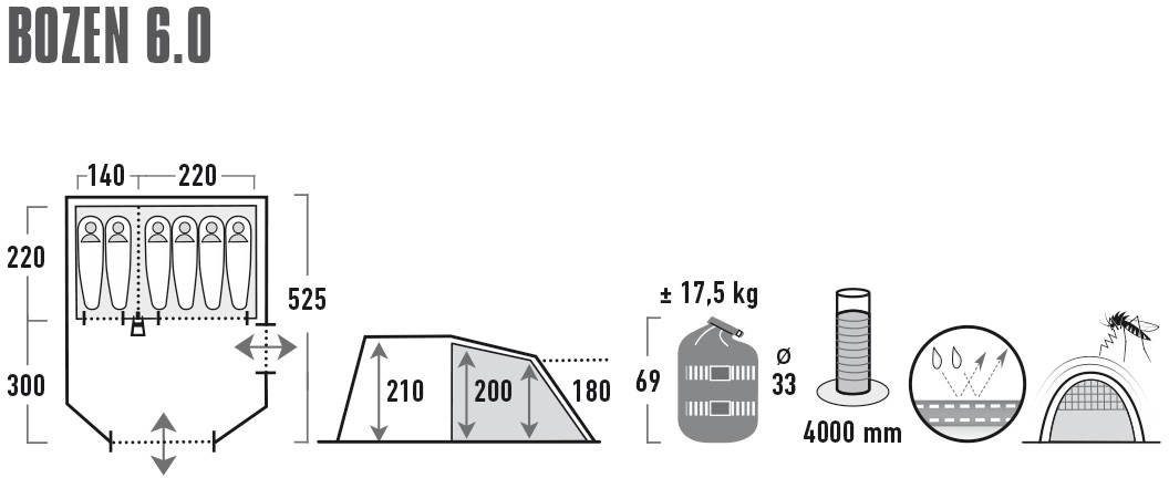 High Peak Tunneltent Bozen 6.0