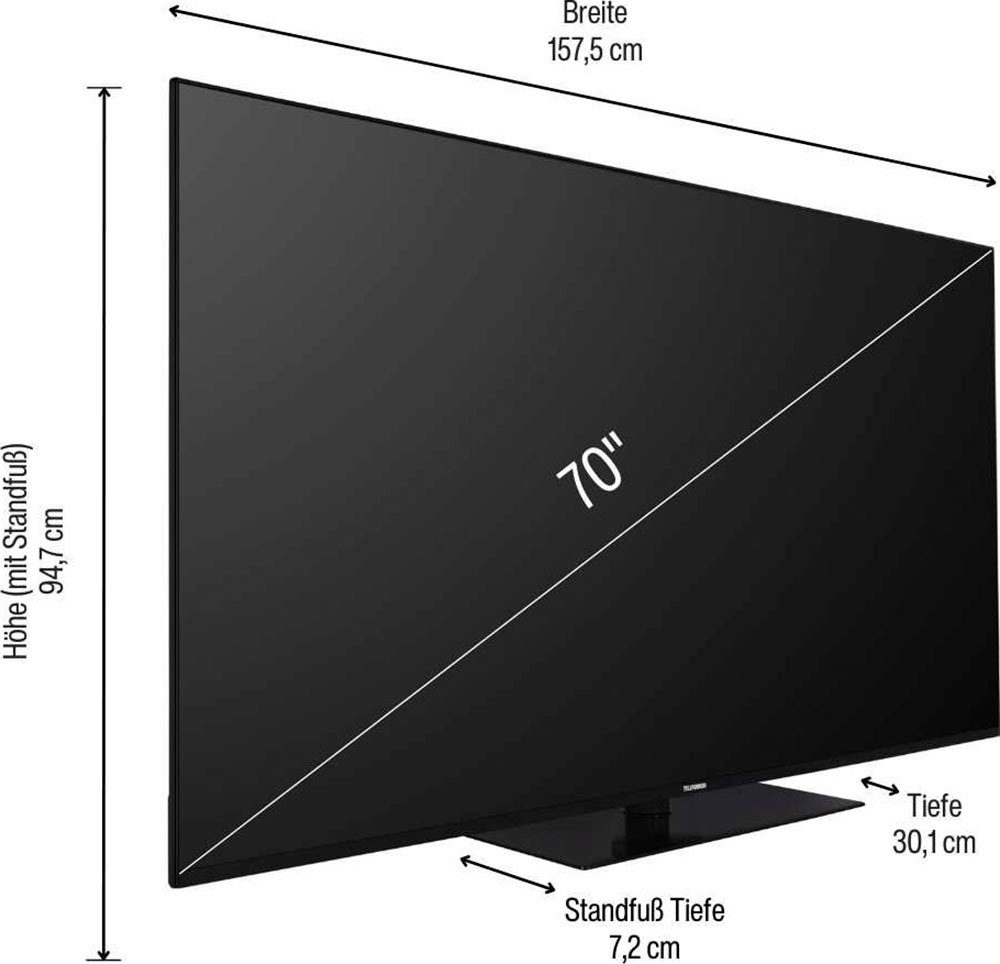 Telefunken Led-TV D70V950M2CWH, 177 cm / 70", 4K Ultra HD, Android TV - Smart TV, Dolby Atmos,USB-Recording,Google Assistent,Android-TV