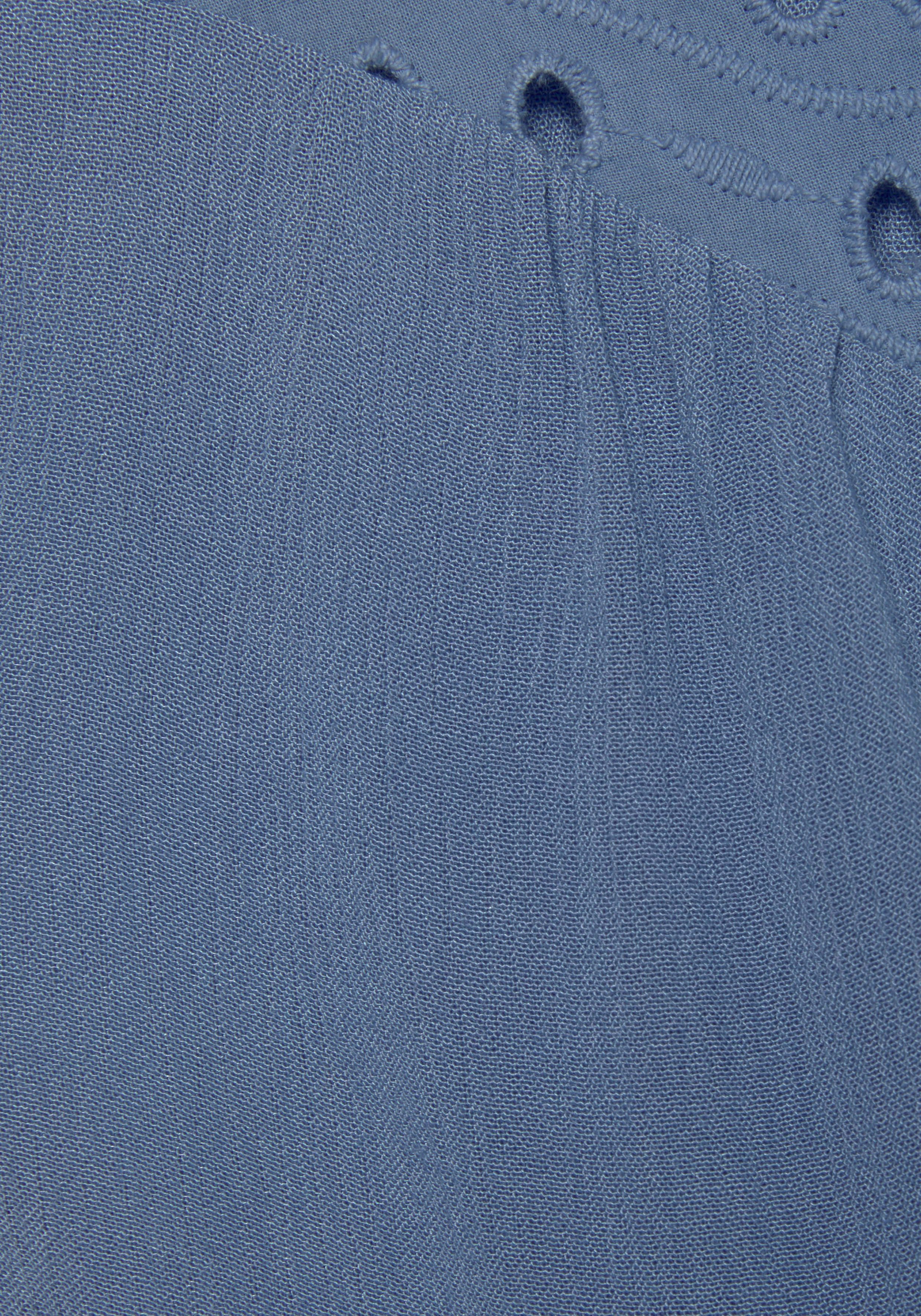 Lascana Crêpe-blouse met geborduurde oogjes damesblouse losse pasvorm