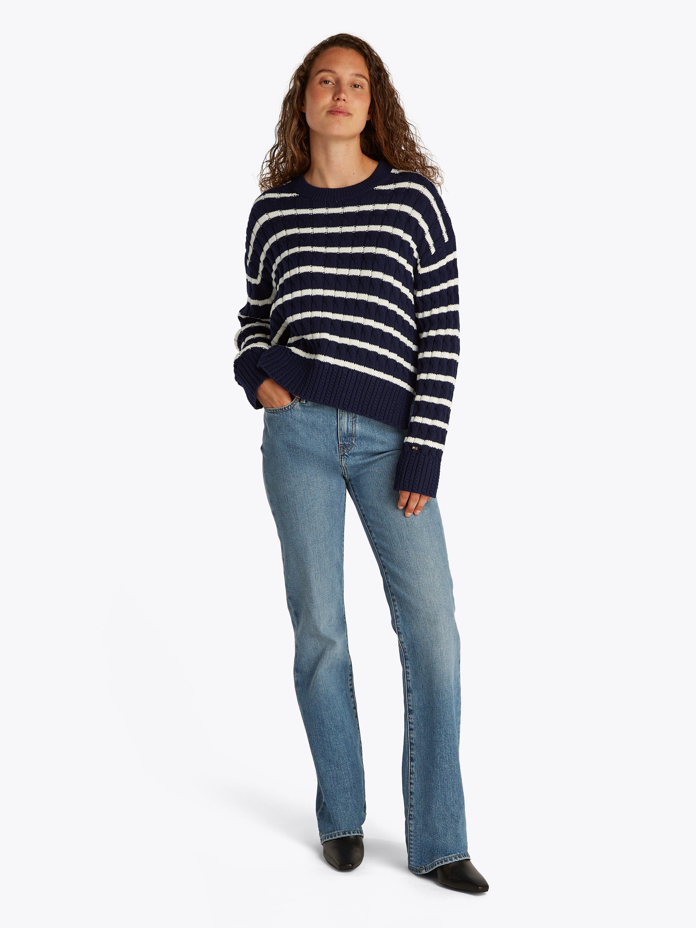 Tommy Hilfiger Trui met ronde hals SOFT CO CABLE C-NK LS SWT