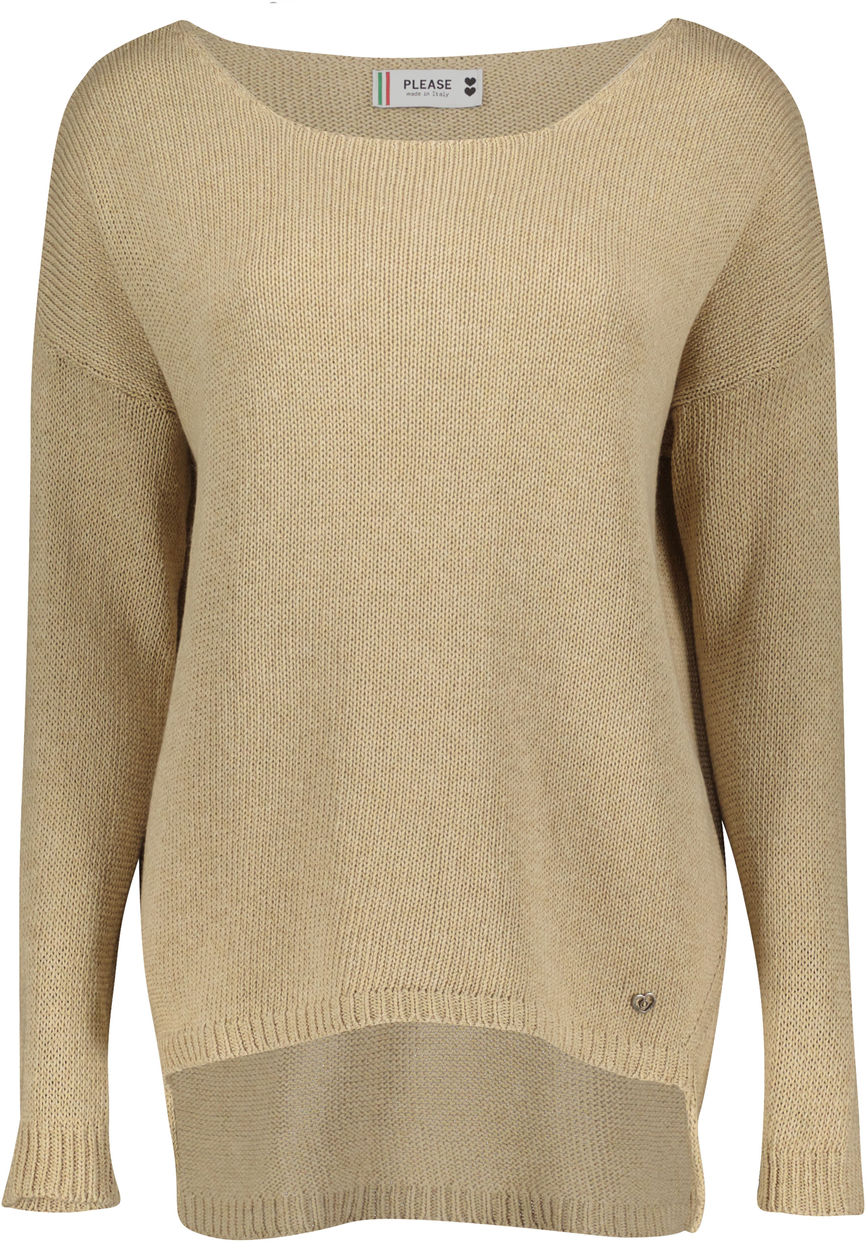 Please Jeans Trui met ronde hals PL-M49 in mooie mêlee-look, one size