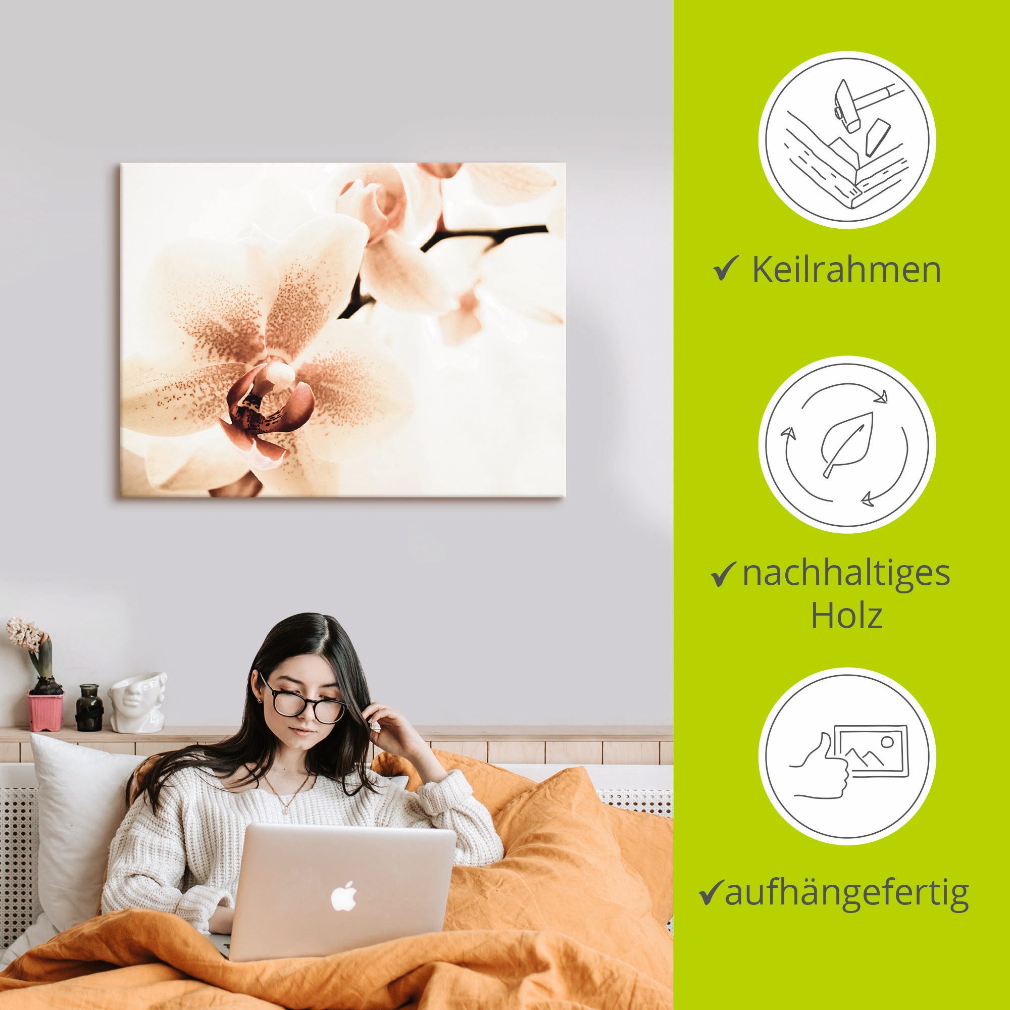 Artland Artprint Orchidee abstracte collage als artprint op linnen, poster in verschillende formaten maten