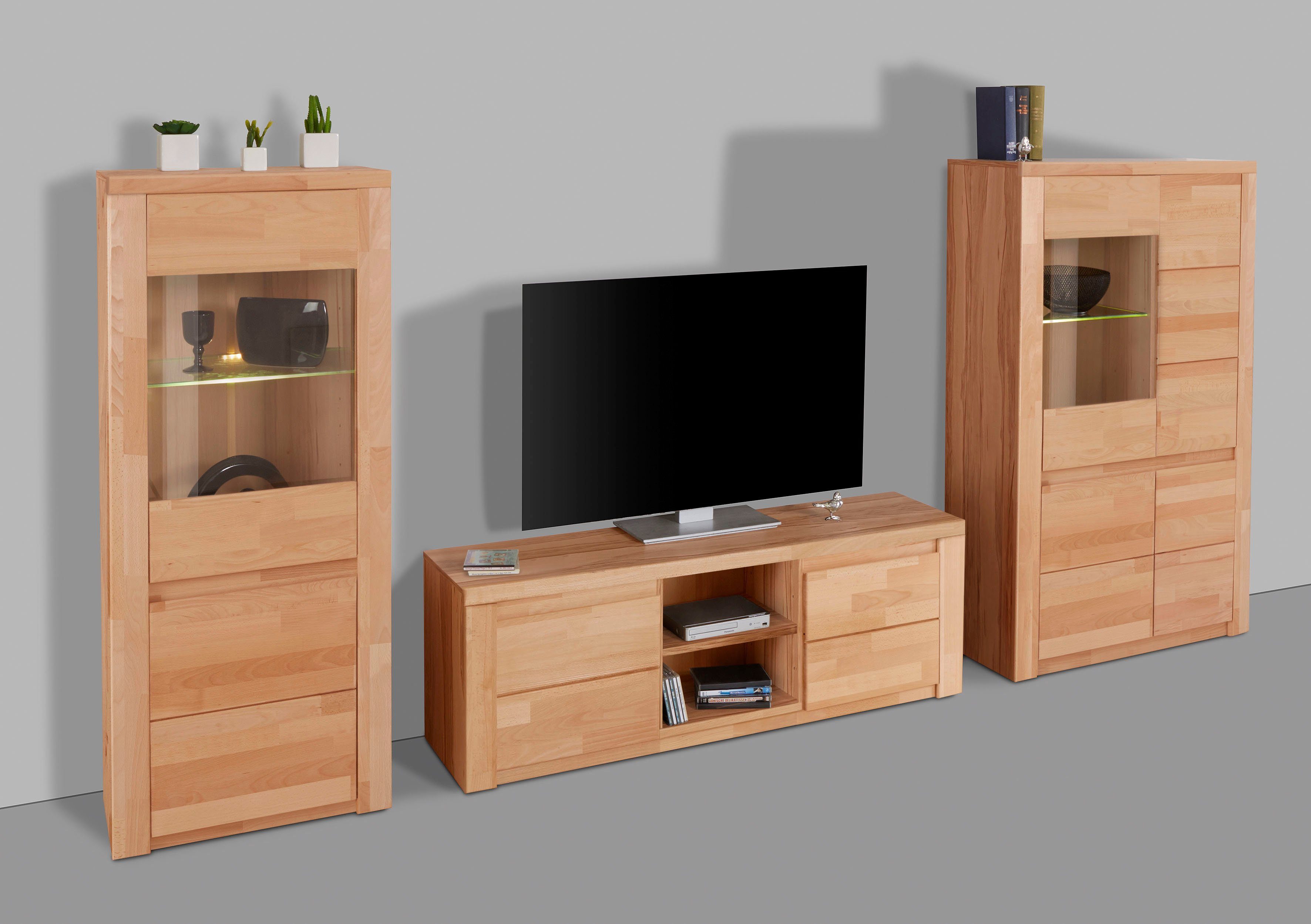 Home affaire Wandmeubel Burani gedeeltelijk massief hout (set, 3-delig)