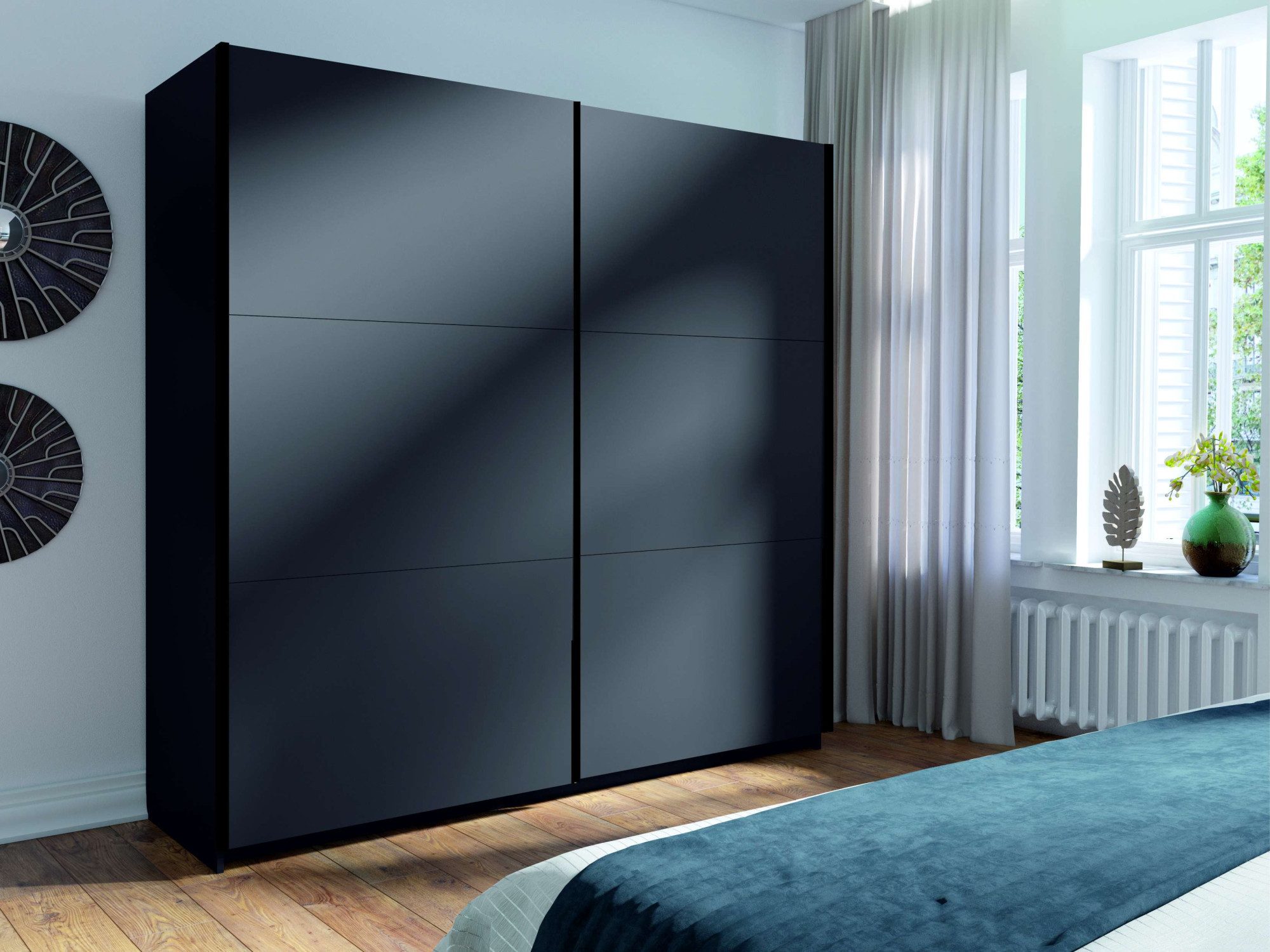 Home affaire Kledingkast Fresno met 5 planken en kledingstang Garderobe met 2 schuifdeuren, B/H/D 150/207/62 cm
