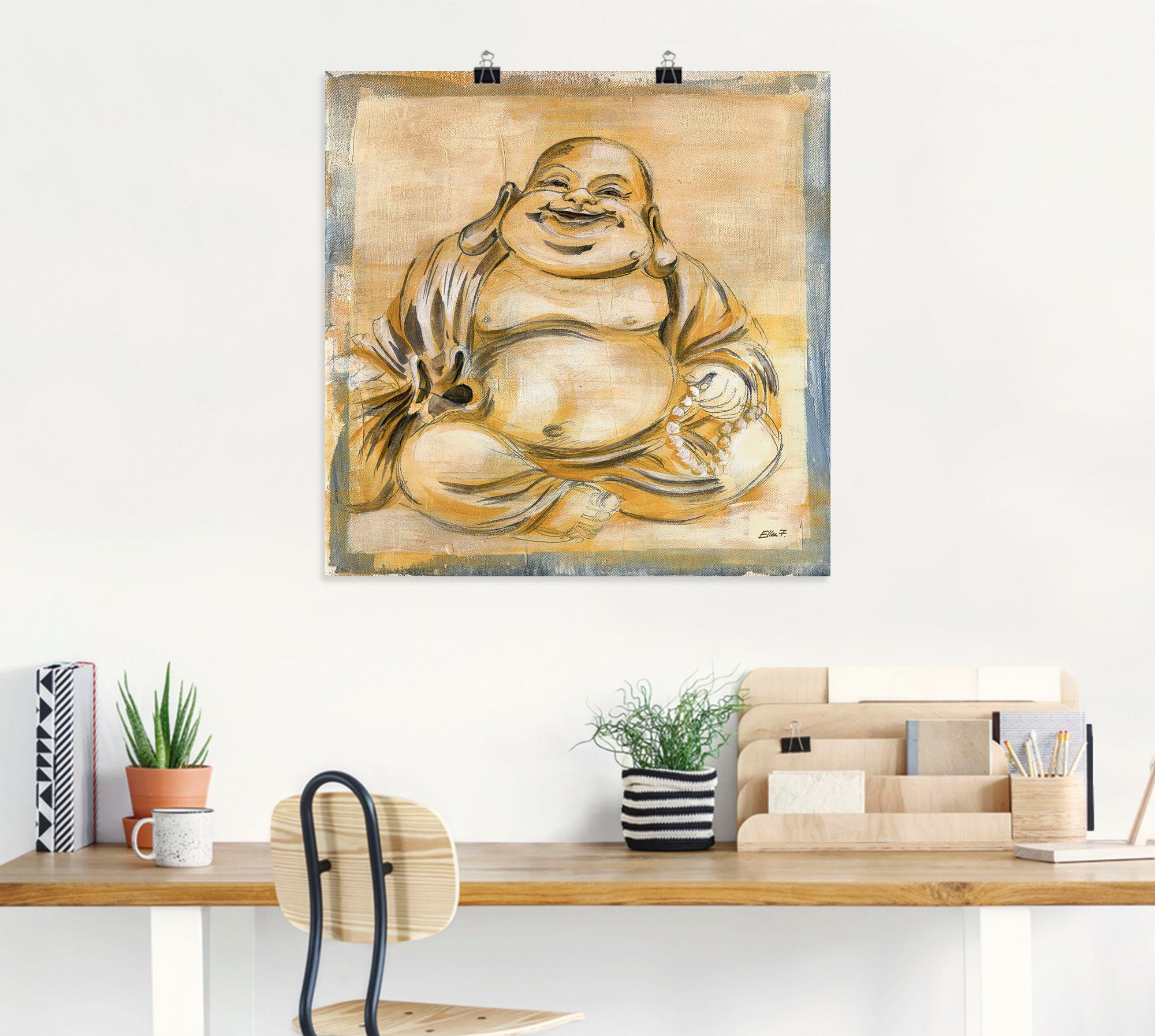 Artland Artprint Vrolijke boeddha I als artprint op linnen, poster, muursticker in verschillende maten