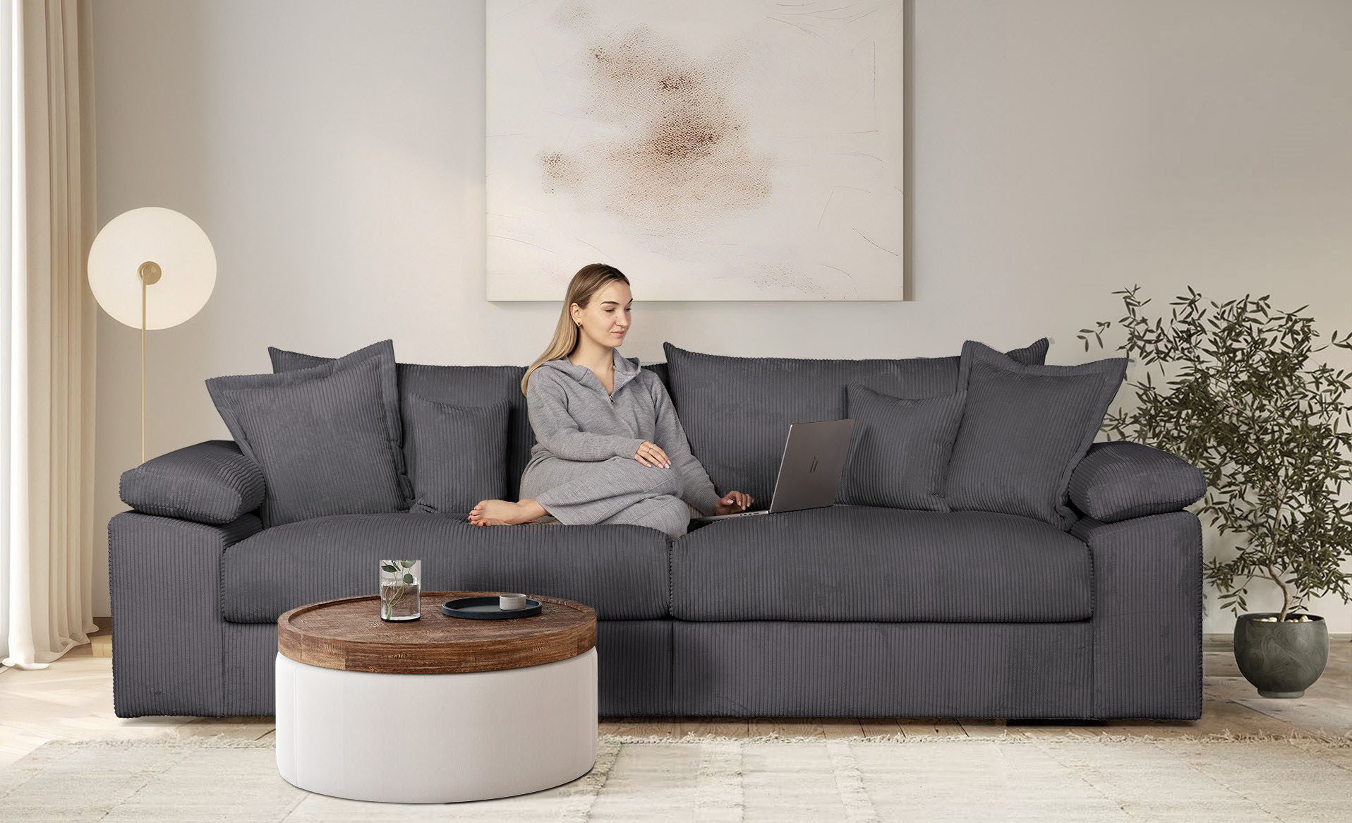 Home affaire Megabank Soft&Cosy XL Mega-bank, in corduroy, met binnenvering