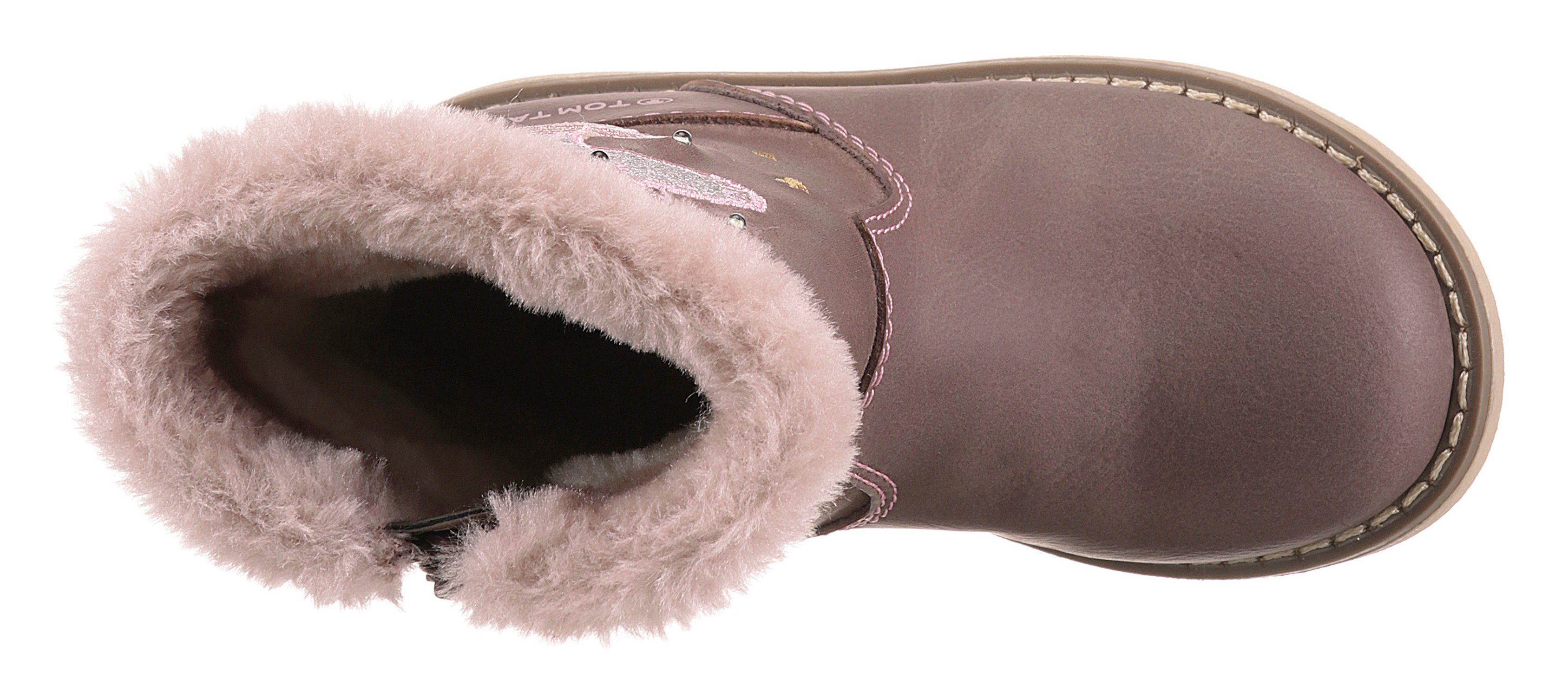Tom Tailor Winterlaarzen Knipperschoen lange laarzen, kinderlaarzen met knipperend eenhoornmotief