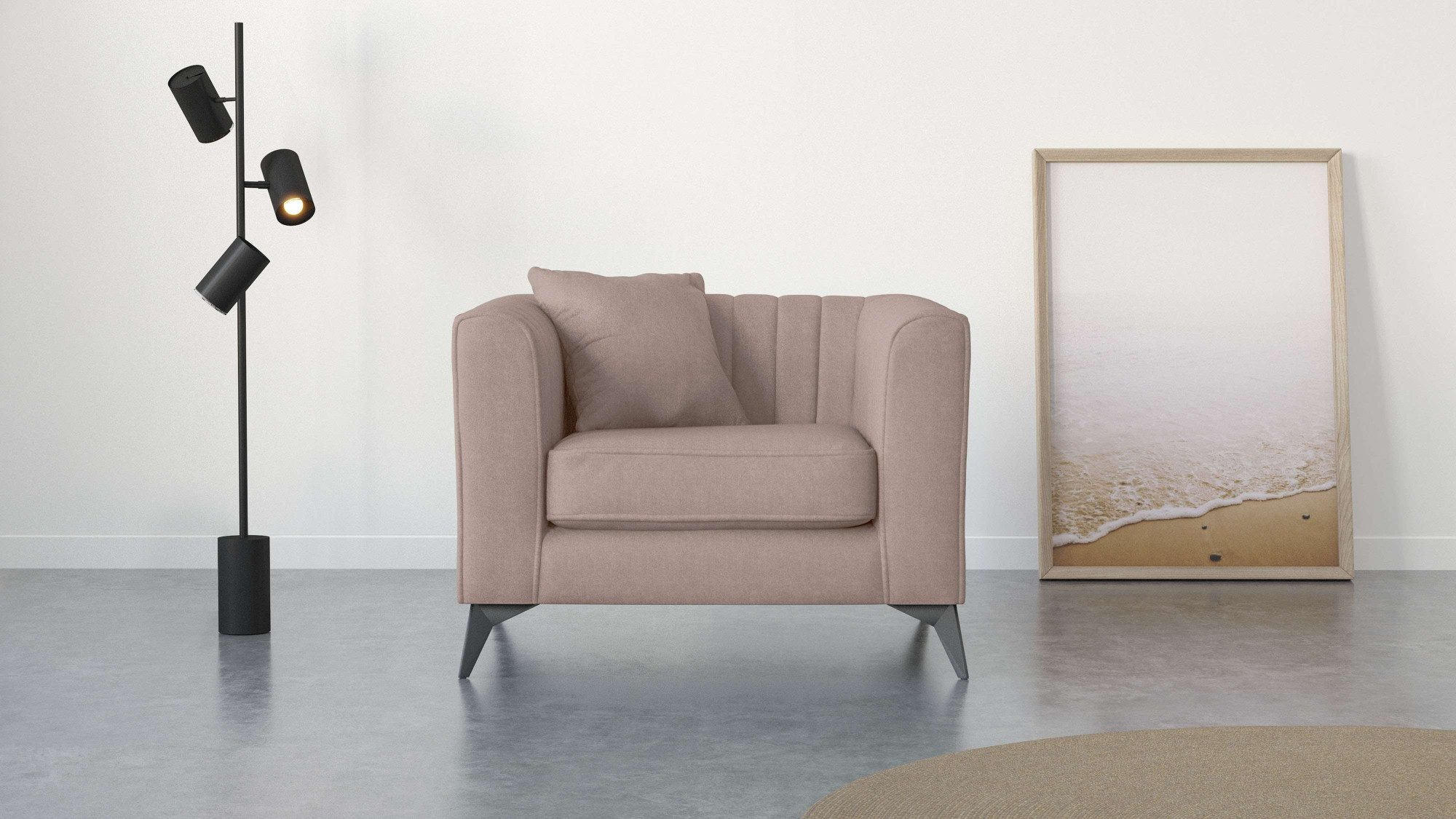 Places of Style Fauteuil Matthew incl. 1 sierkussen, stiksel in het ruggebied, b/d/h: 99/86/74 cm