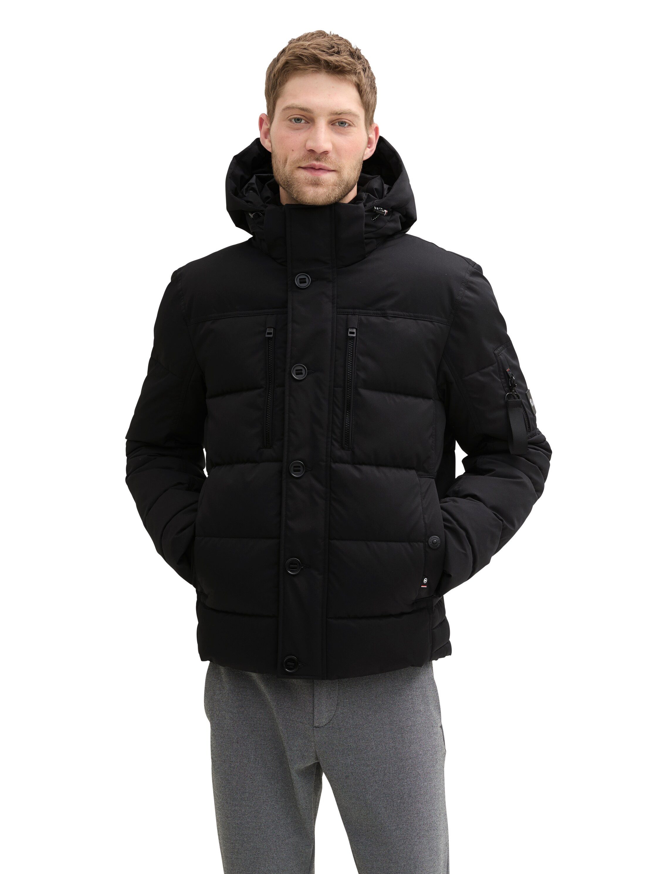 Tom Tailor Gewatteerd regular fit jack met afneembare capuchon