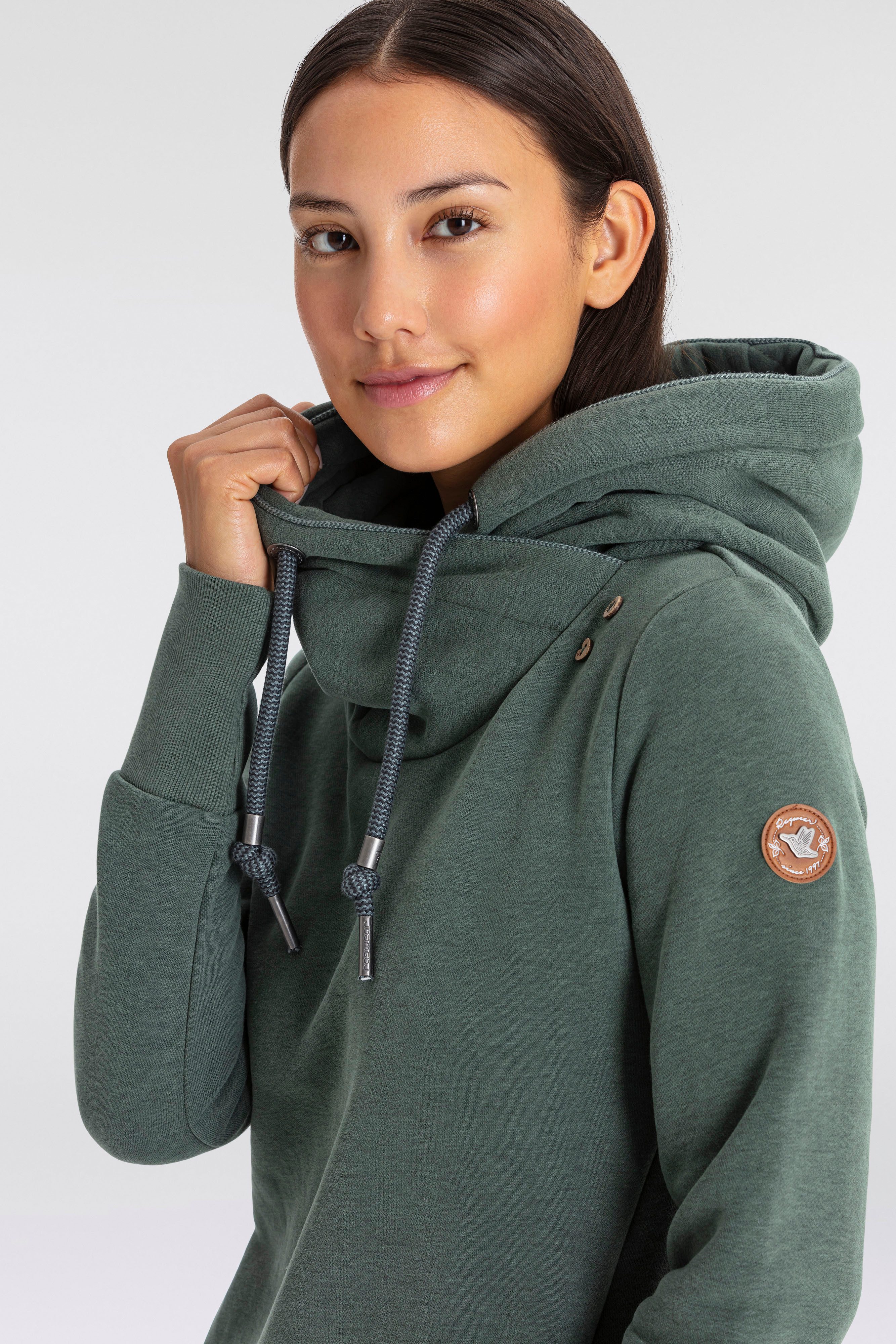 Ragwear Hoodie GRIPYBUTTON Sweater met rustieke koordaccenten