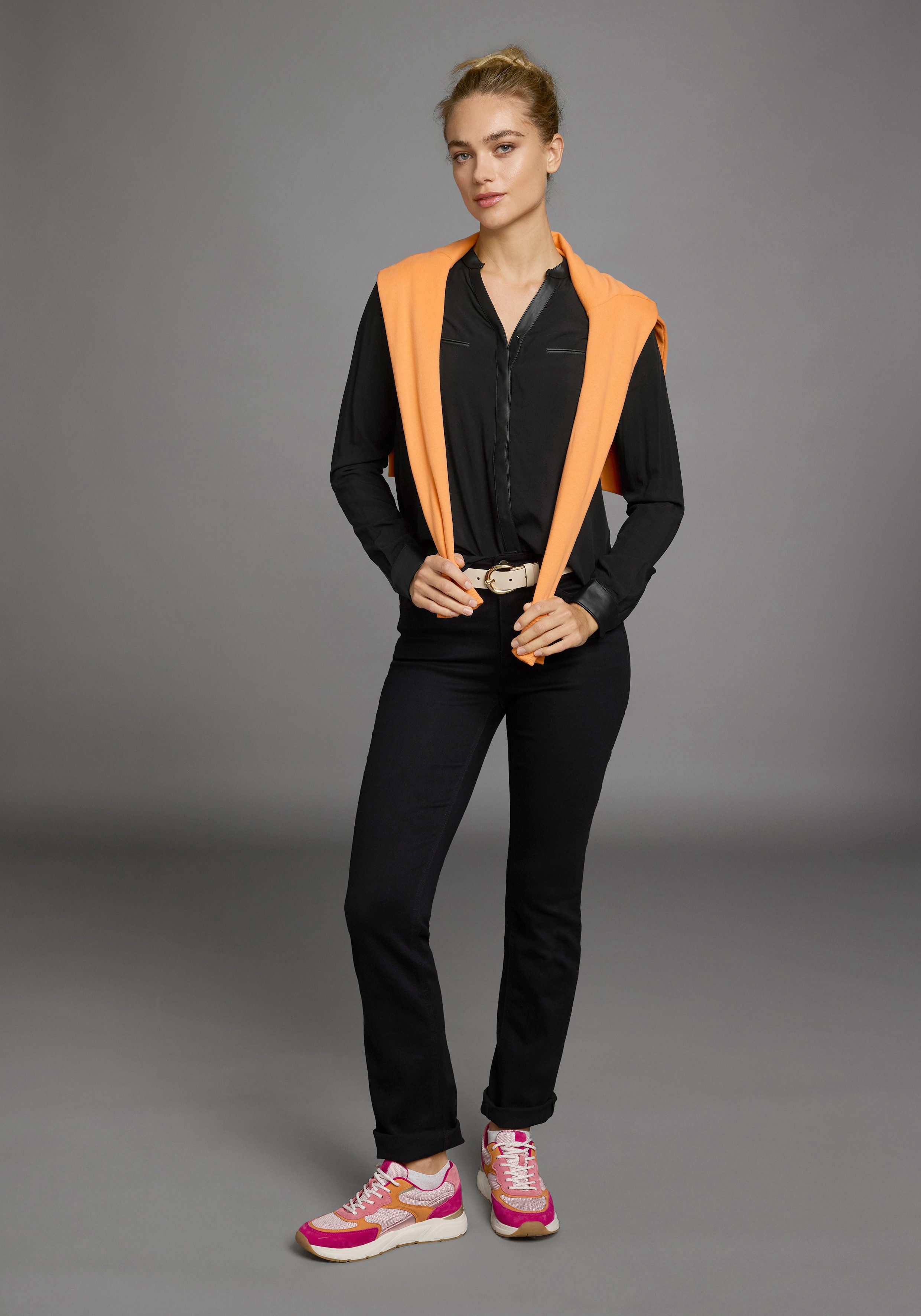 AJC Overhemdblouse met details van imitatieleer