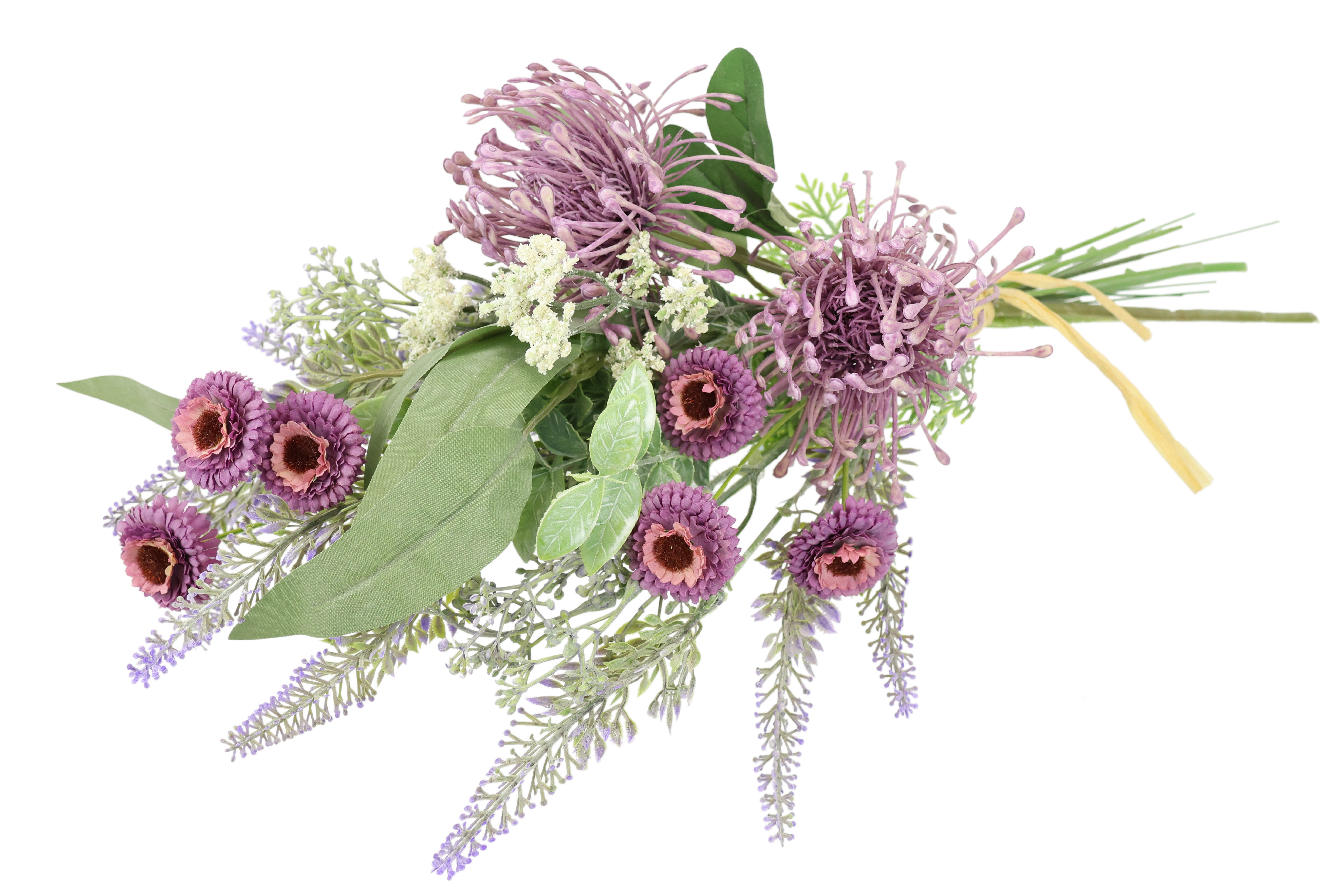 I.GE.A. Kunstbloem nboeket protea, zinnia, lavendel Boeket bloemen, bloemstukken, decoratieve bloem, grafdecoratie (1 stuk)