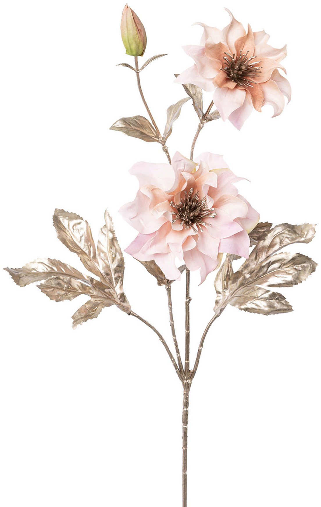 Creativ green Winterse kunstplant Kerst versiering met 3 bloemen per tak, 3-delige set (3 stuks)