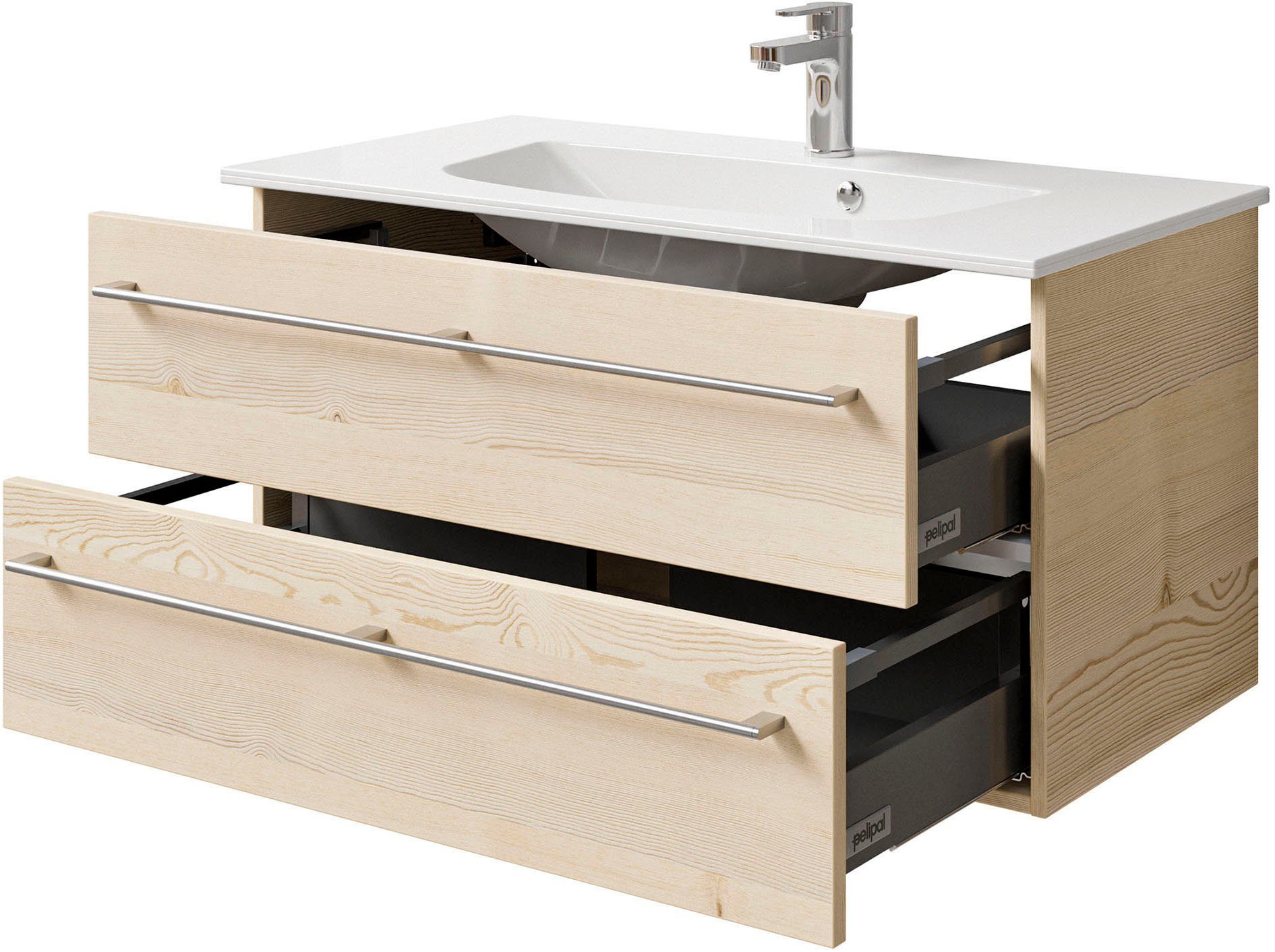 Saphir Wastafelonderkast Serie 6025 mineraalmarmeren wastafel met onderkast, 97 cm breed (2-delig)