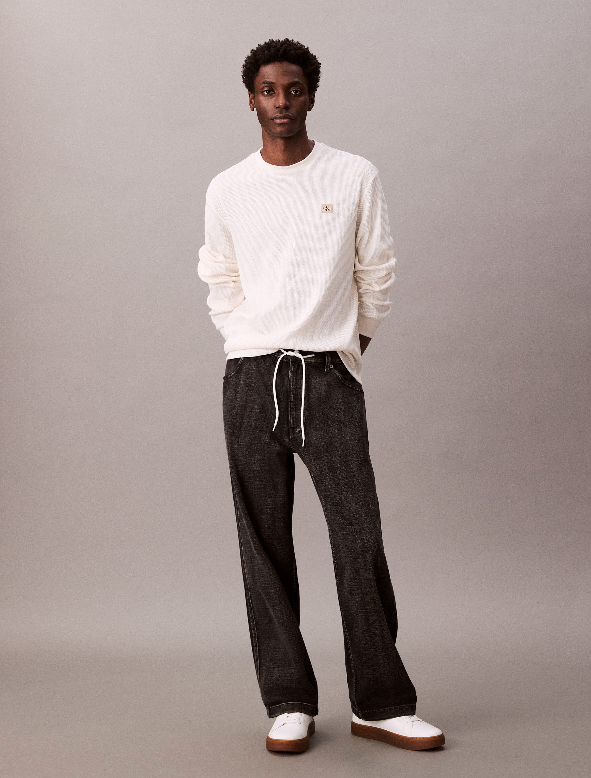 Calvin Klein Shirt met lange mouwen LS WAFFLE BADGE CREWNK TEE